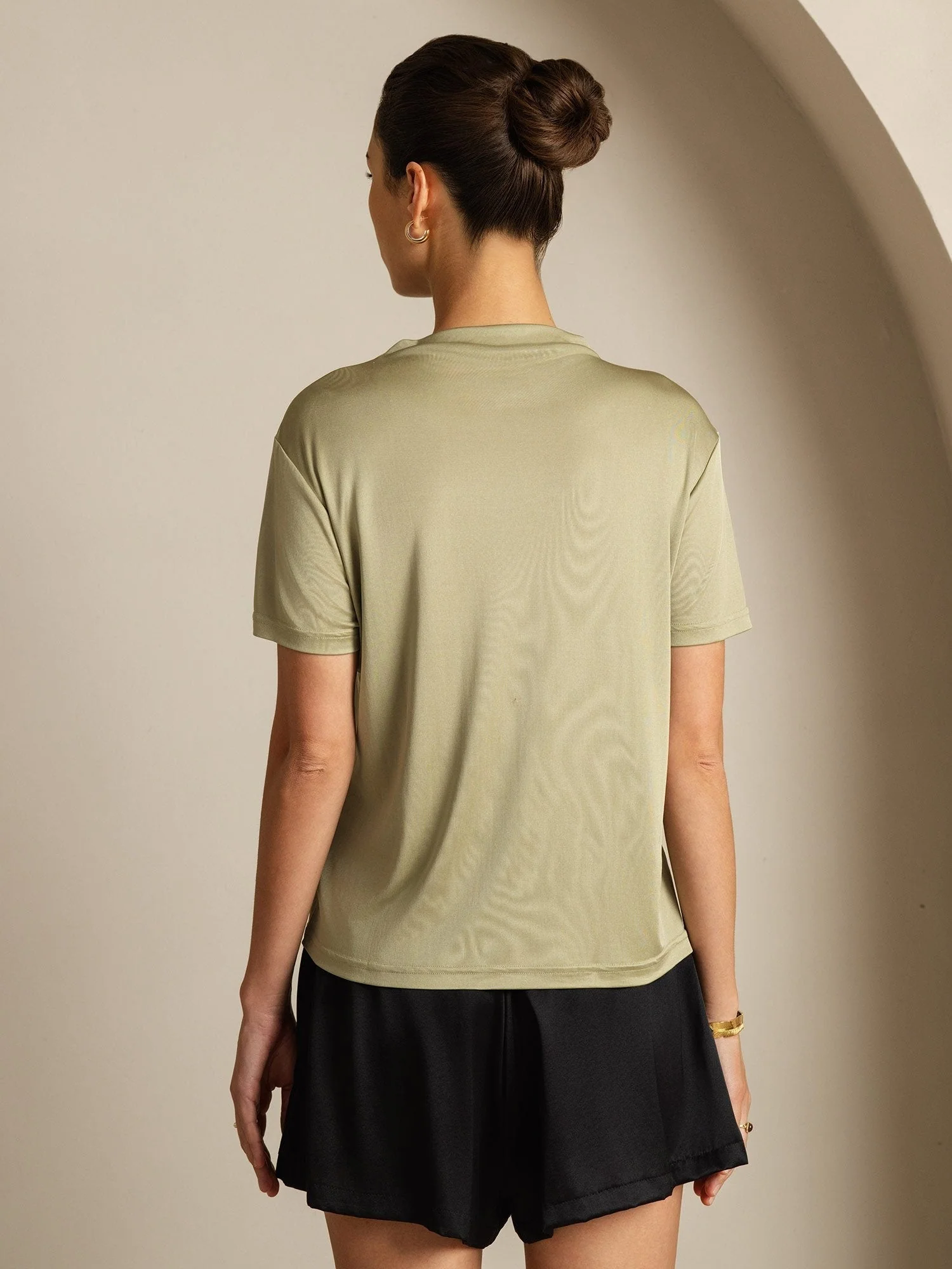 Pure Silk Short Sleeve Mock Women's T-Shirt - Image 51