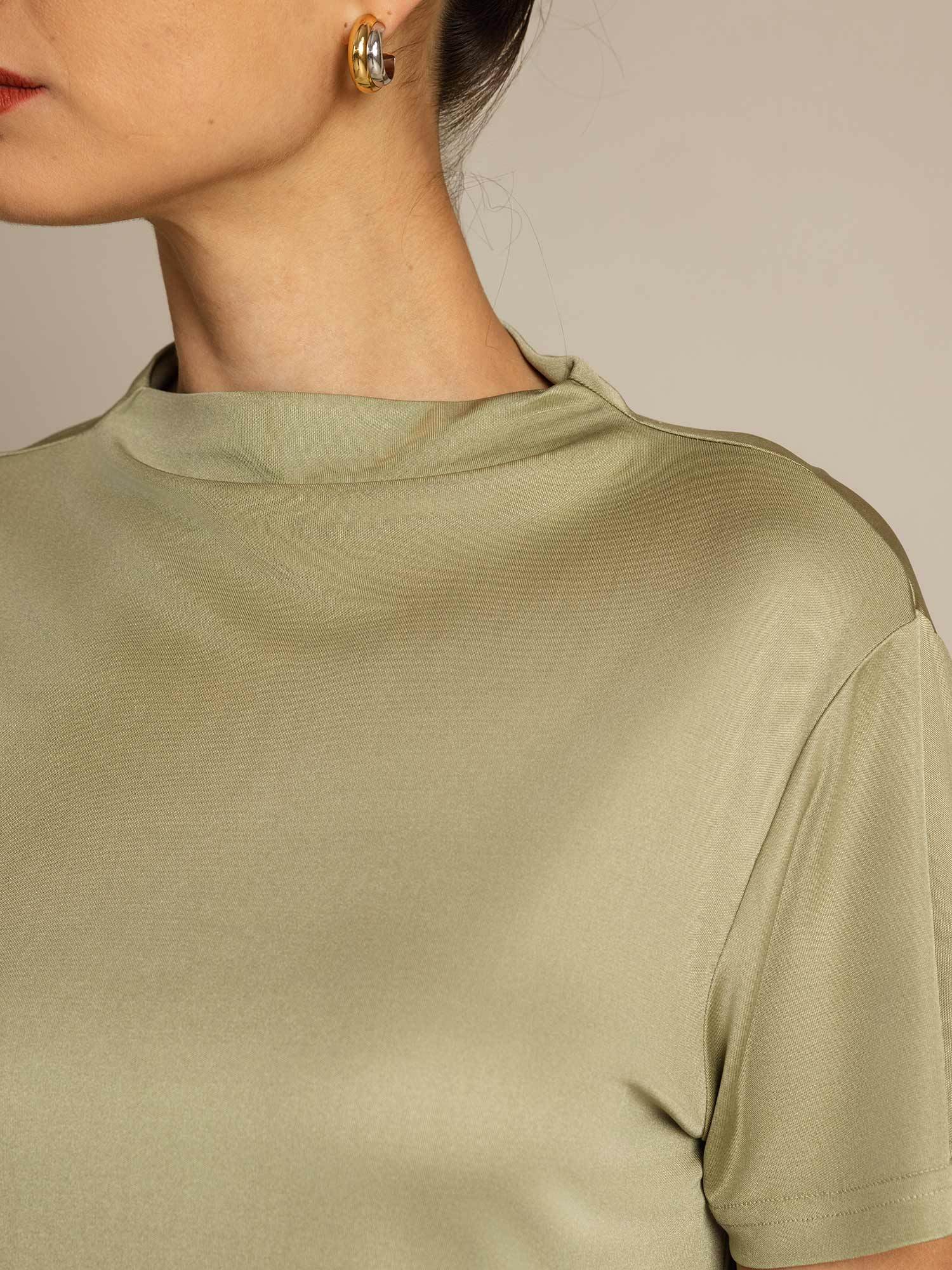 Pure Silk Short Sleeve Mock Women's T-Shirt - Image 53