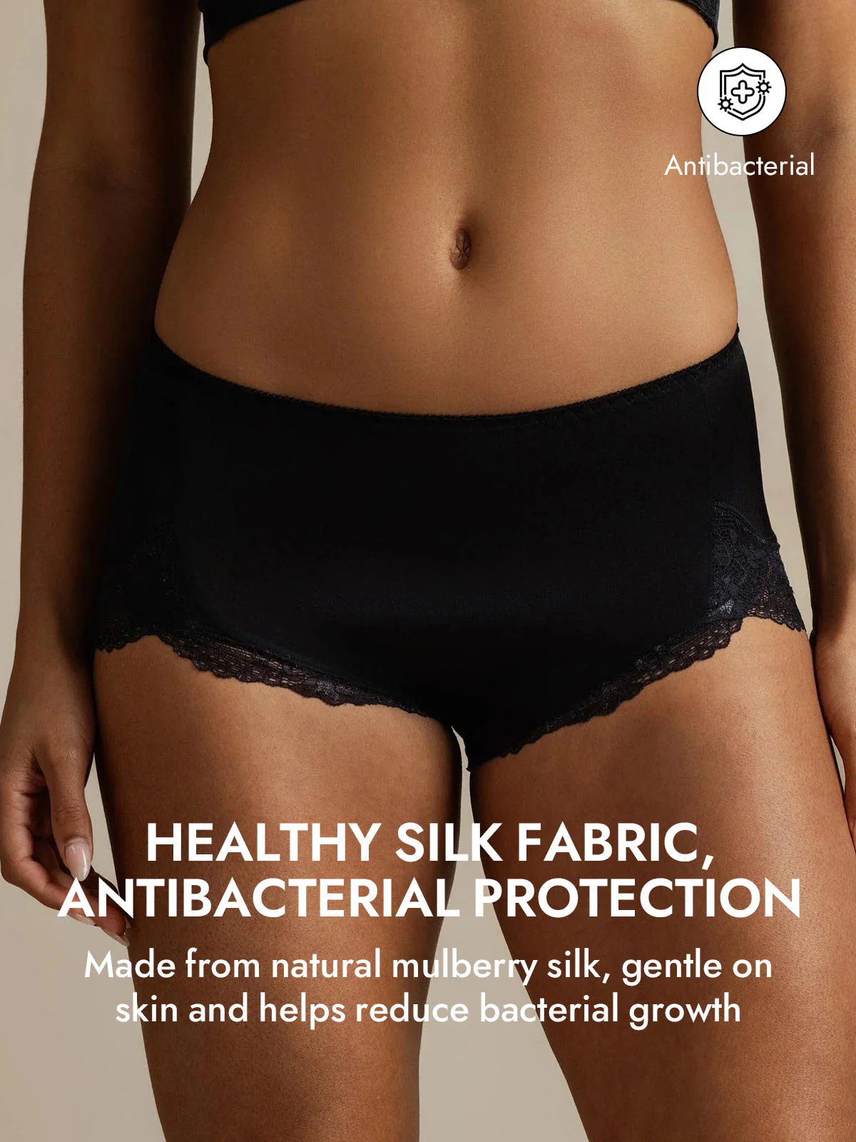 100% Mulberry Silk High Rise Knickers Lace Trim Panty - Image 12