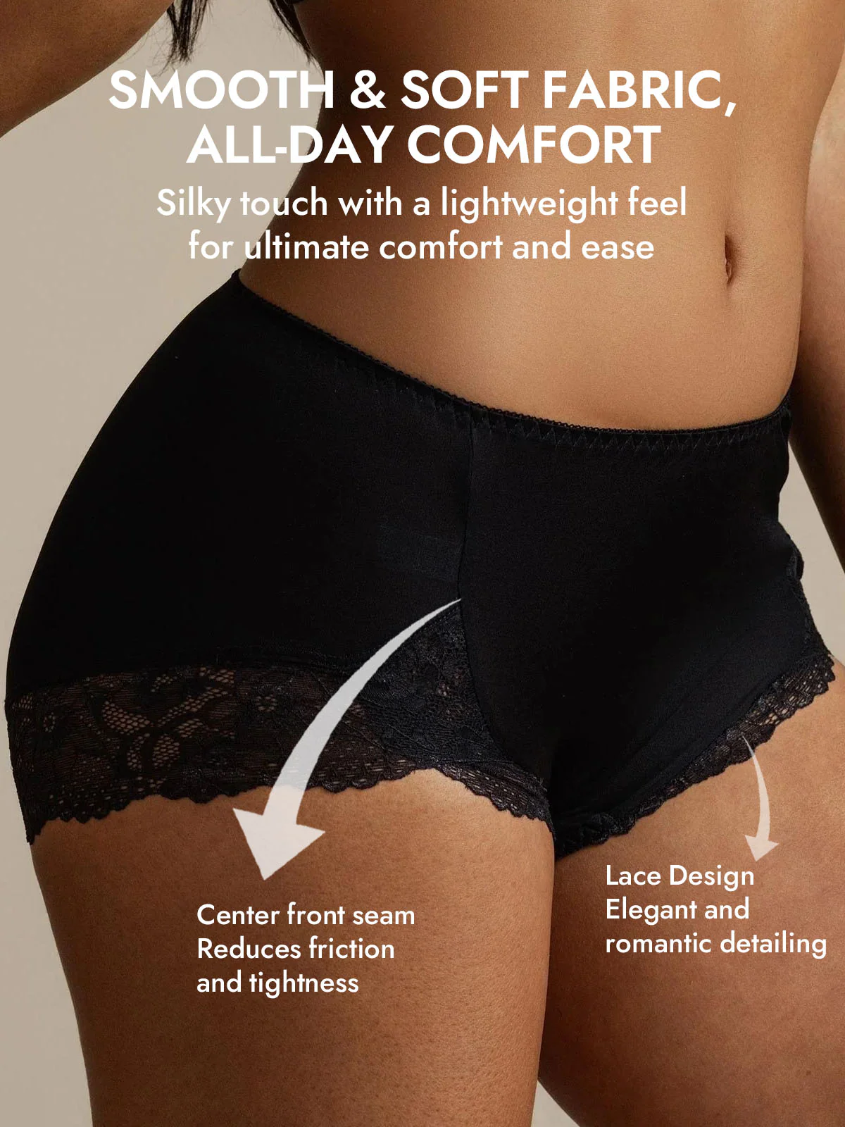 100% Mulberry Silk High Rise Knickers Lace Trim Panty - Image 15