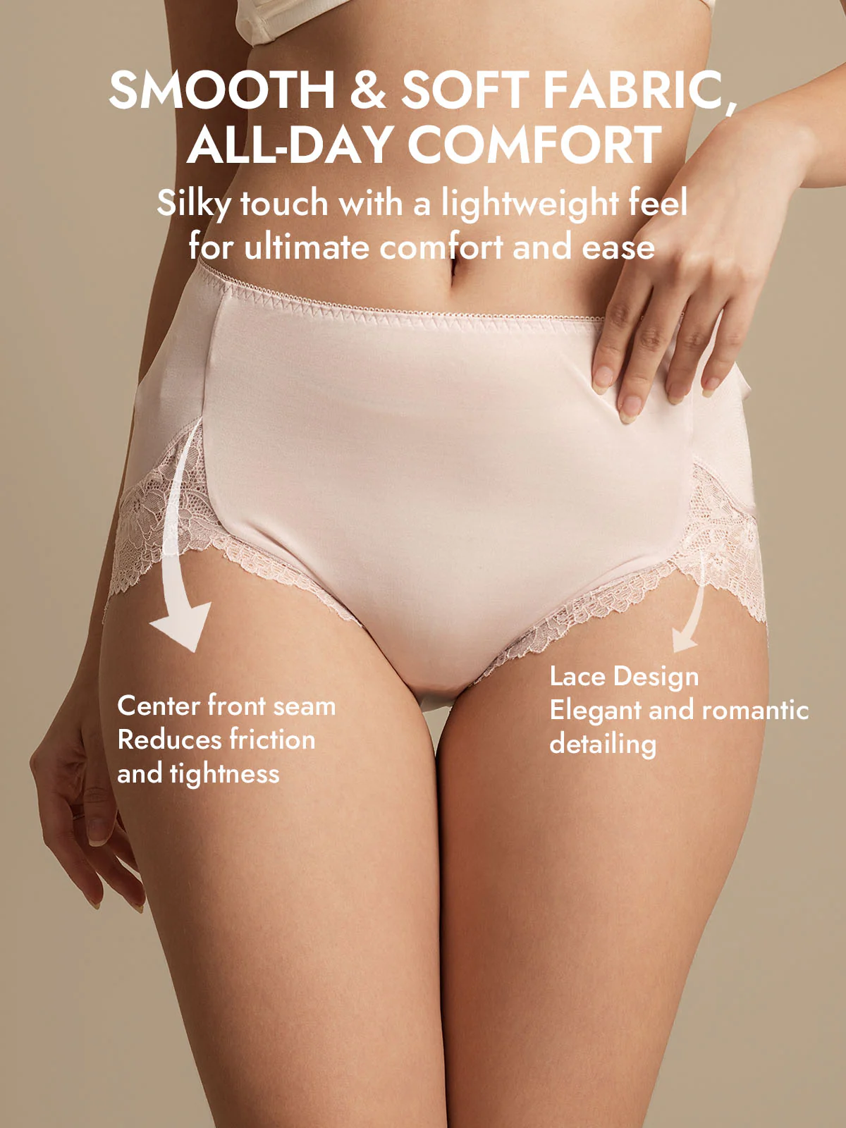 100% Mulberry Silk High Rise Knickers Lace Trim Panty - Image 23