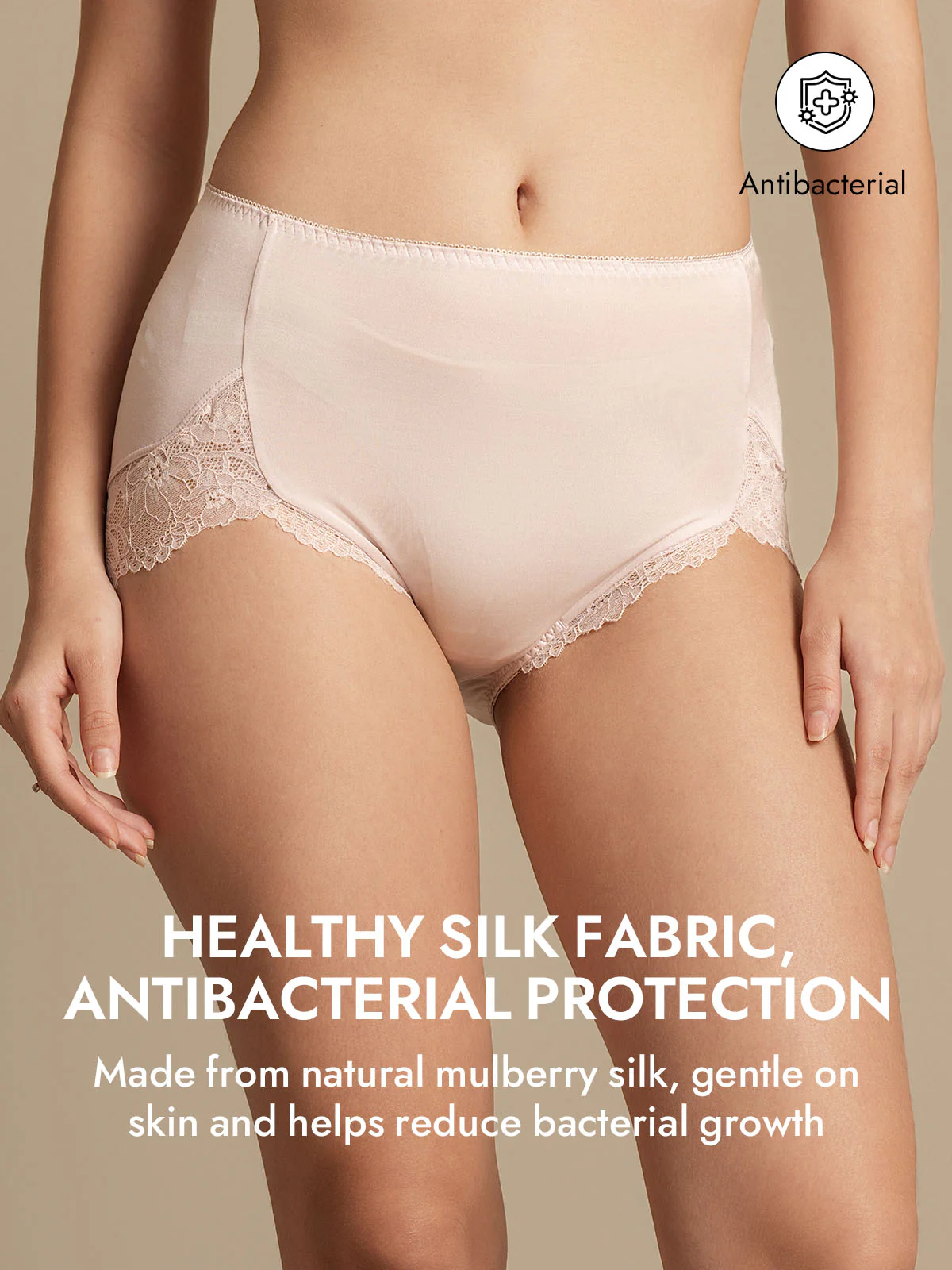 100% Mulberry Silk High Rise Knickers Lace Trim Panty - Image 28