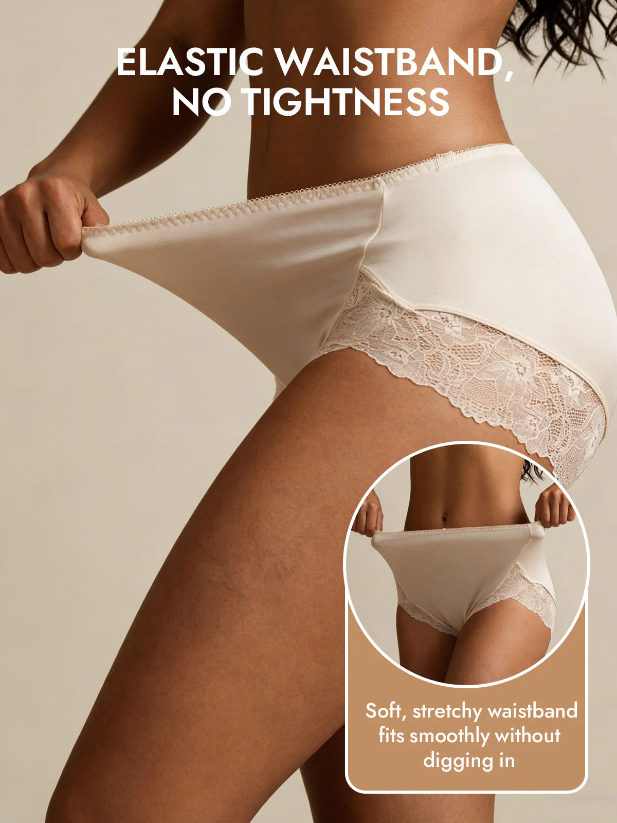100% Mulberry Silk High Rise Knickers Lace Trim Panty - Image 30