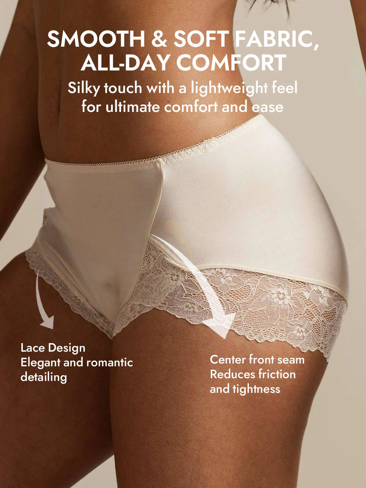 100% Mulberry Silk High Rise Knickers Lace Trim Panty - Image 31