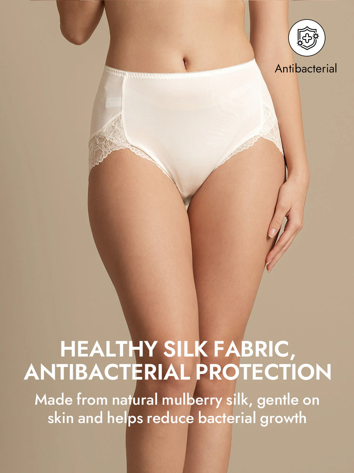 100% Mulberry Silk High Rise Knickers Lace Trim Panty - Image 36