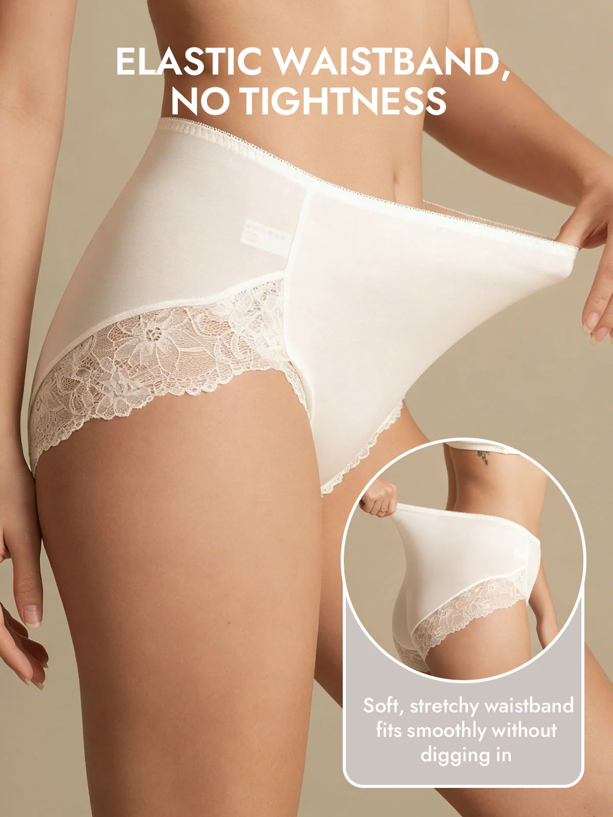 100% Mulberry Silk High Rise Knickers Lace Trim Panty - Image 38