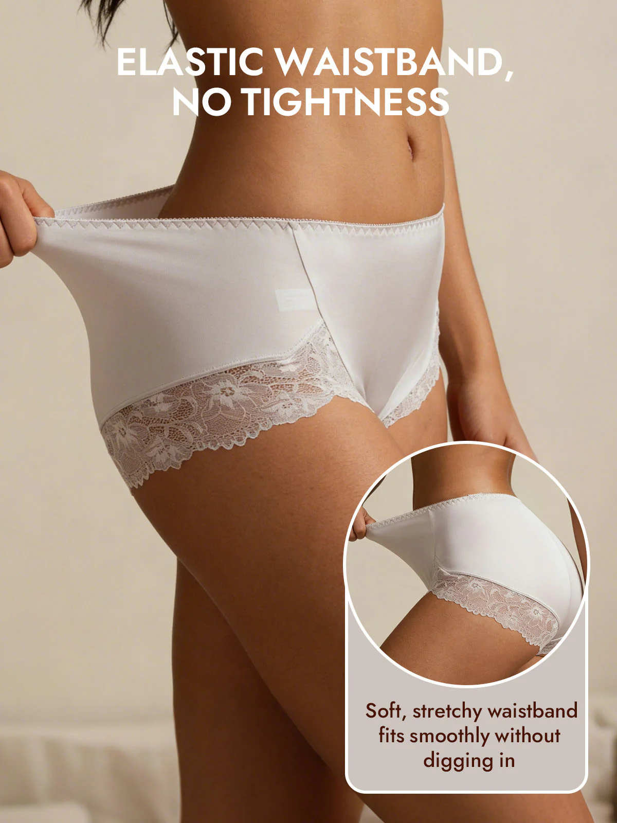 100% Mulberry Silk High Rise Knickers Lace Trim Panty - Image 6