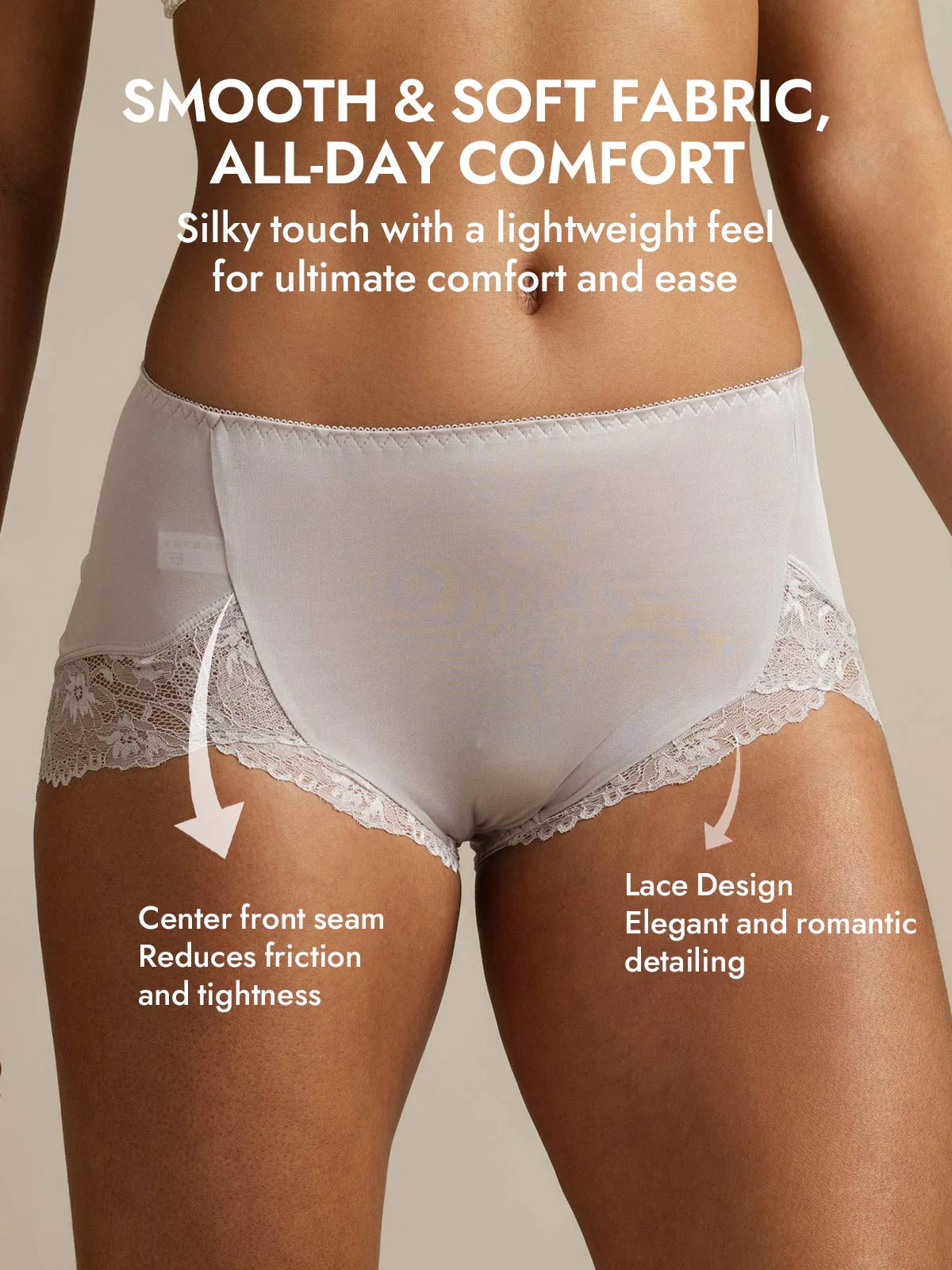 100% Mulberry Silk High Rise Knickers Lace Trim Panty - Image 7