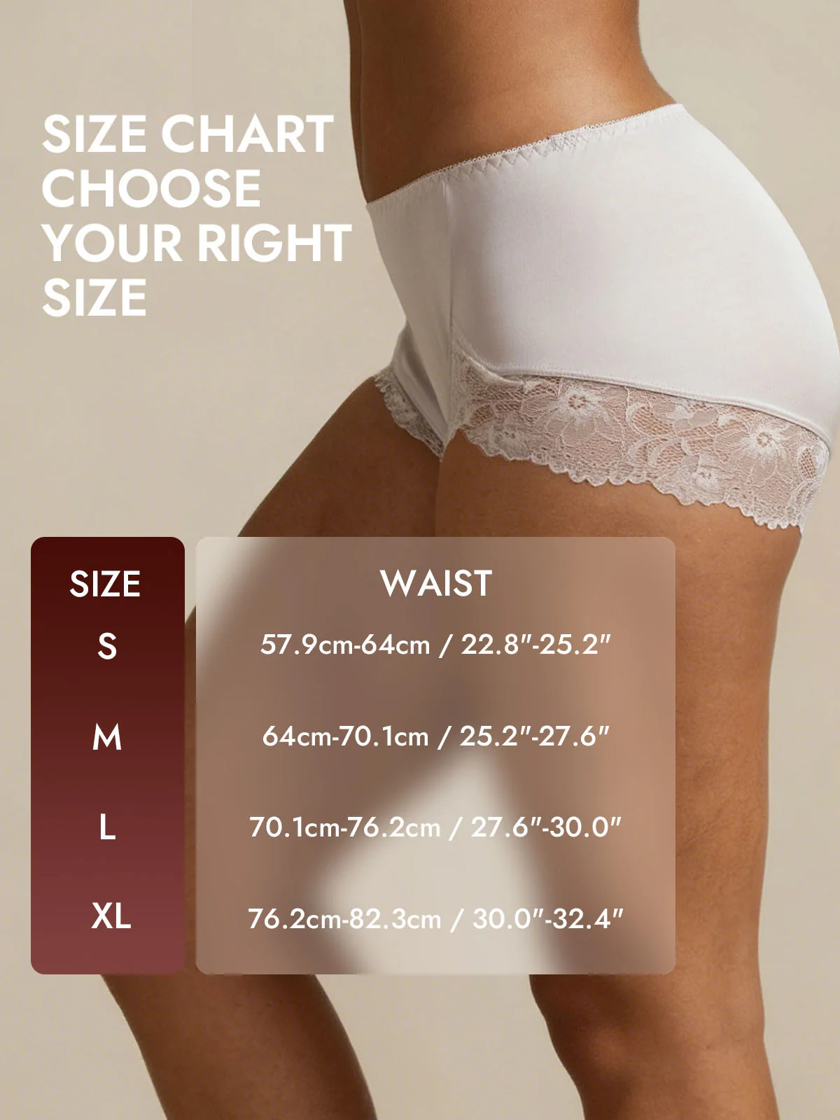 100% Mulberry Silk High Rise Knickers Lace Trim Panty - Image 8