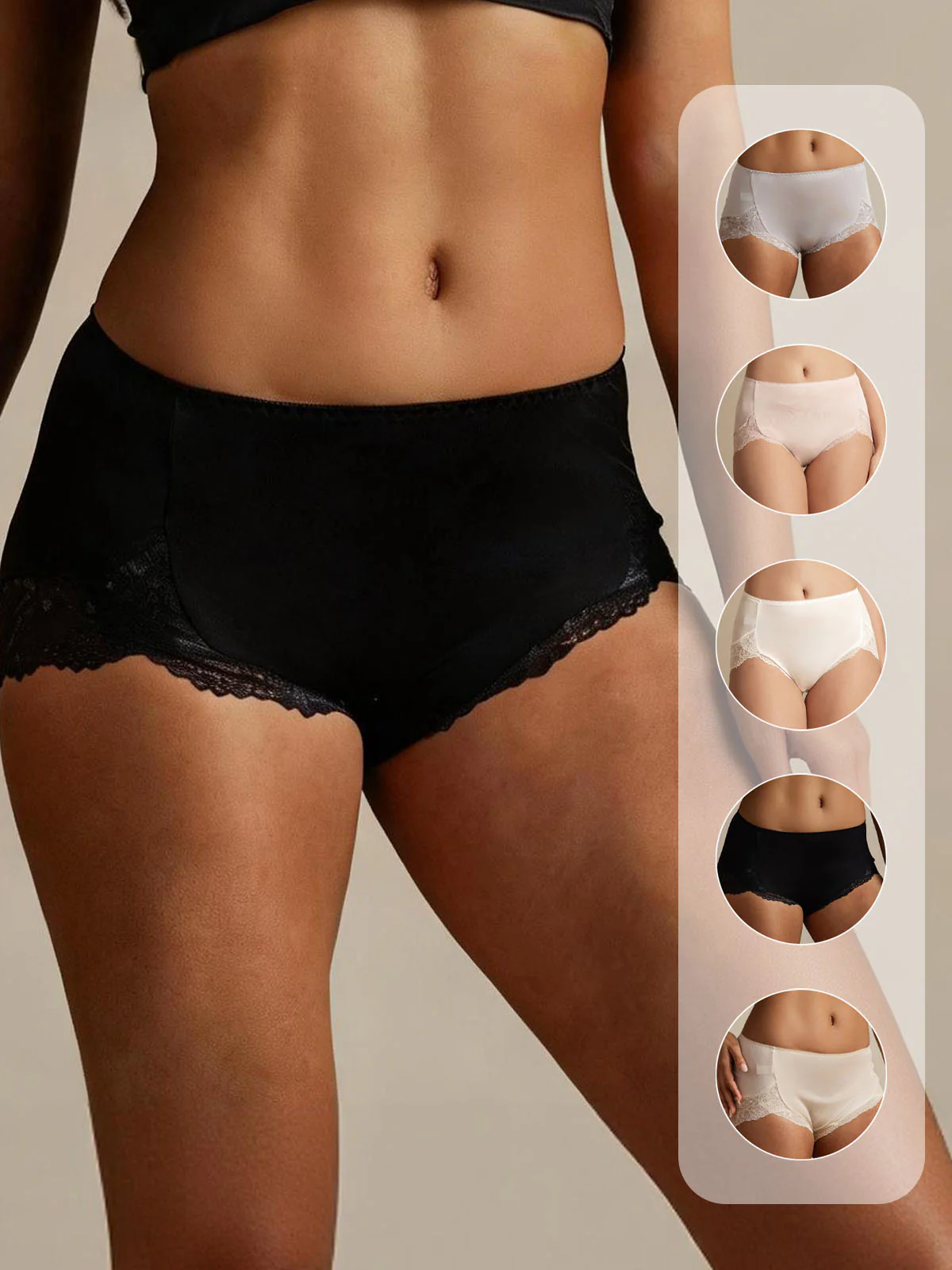100% Mulberry Silk High Rise Knickers Lace Trim Panty - Image 9