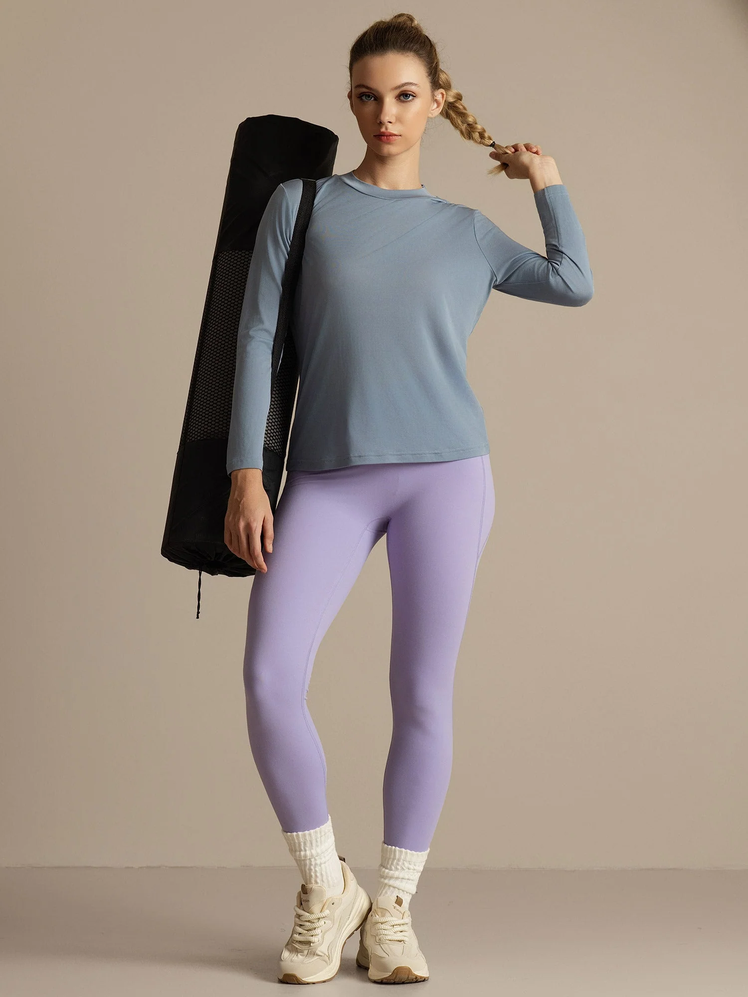 Pure Silk Long Sleeve Round Neck Women's Casual Sport T-shirt - Image 10