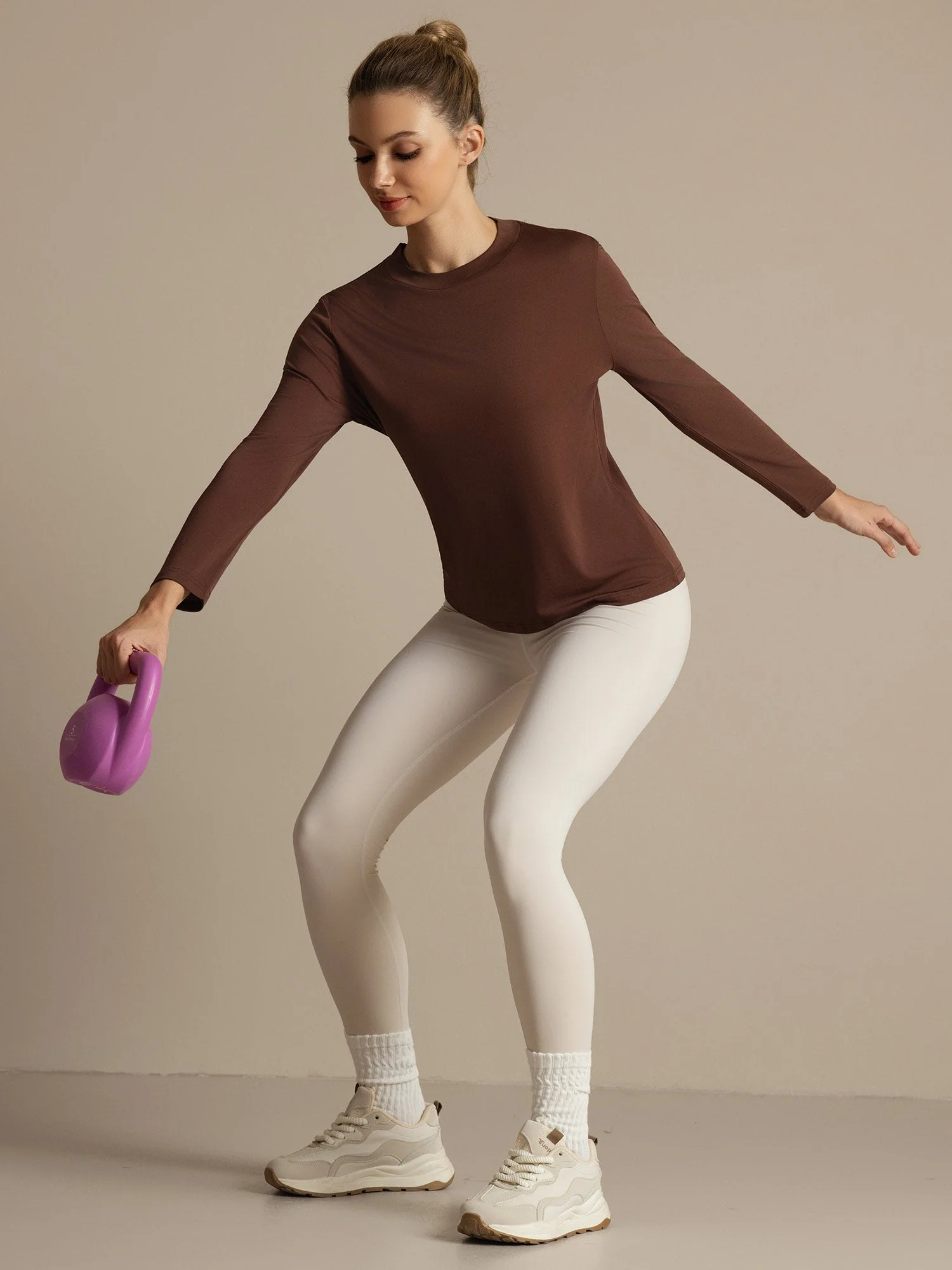 Pure Silk Long Sleeve Round Neck Women's Casual Sport T-shirt - Image 16