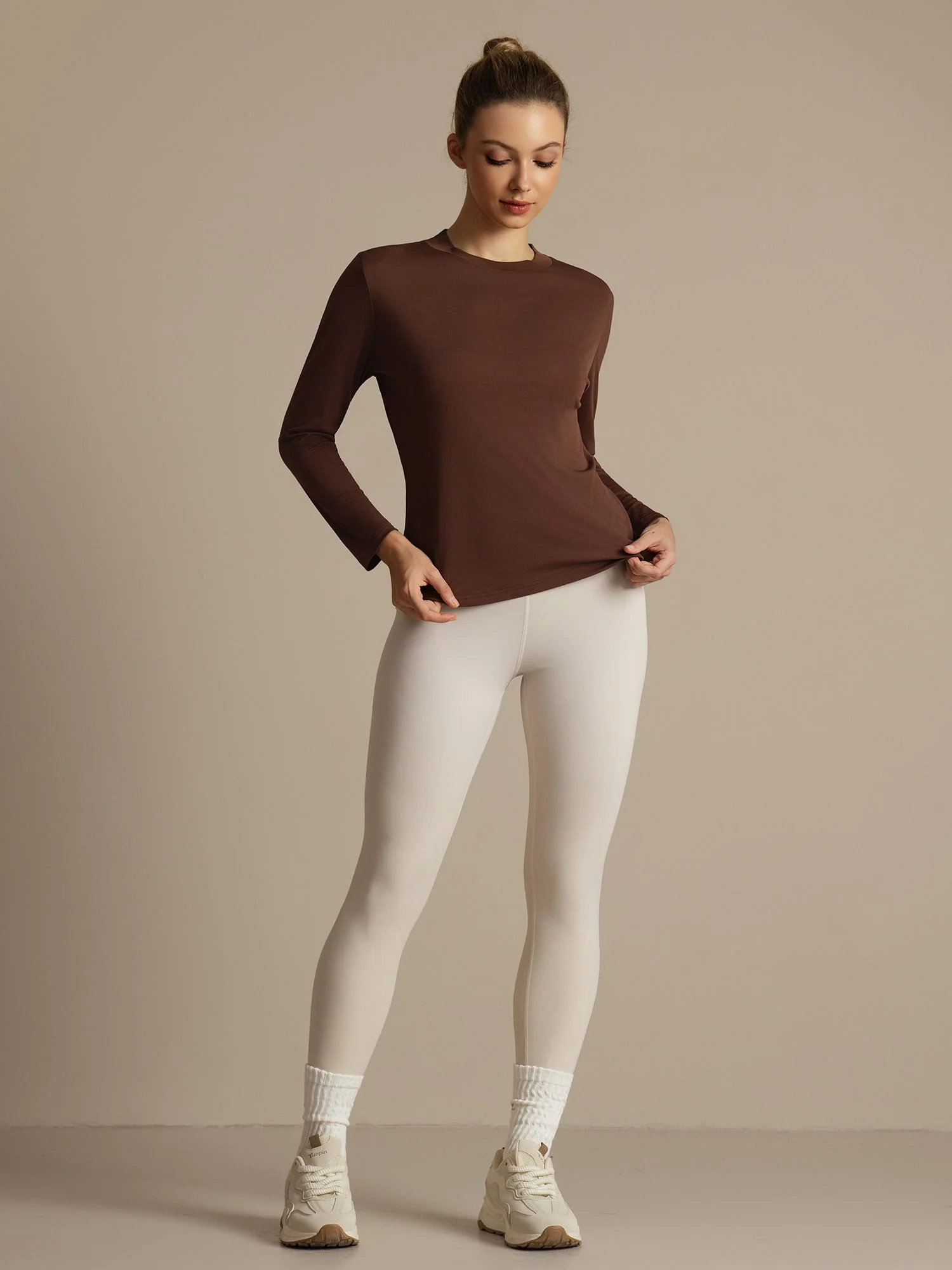 Pure Silk Long Sleeve Round Neck Women's Casual Sport T-shirt - Image 17