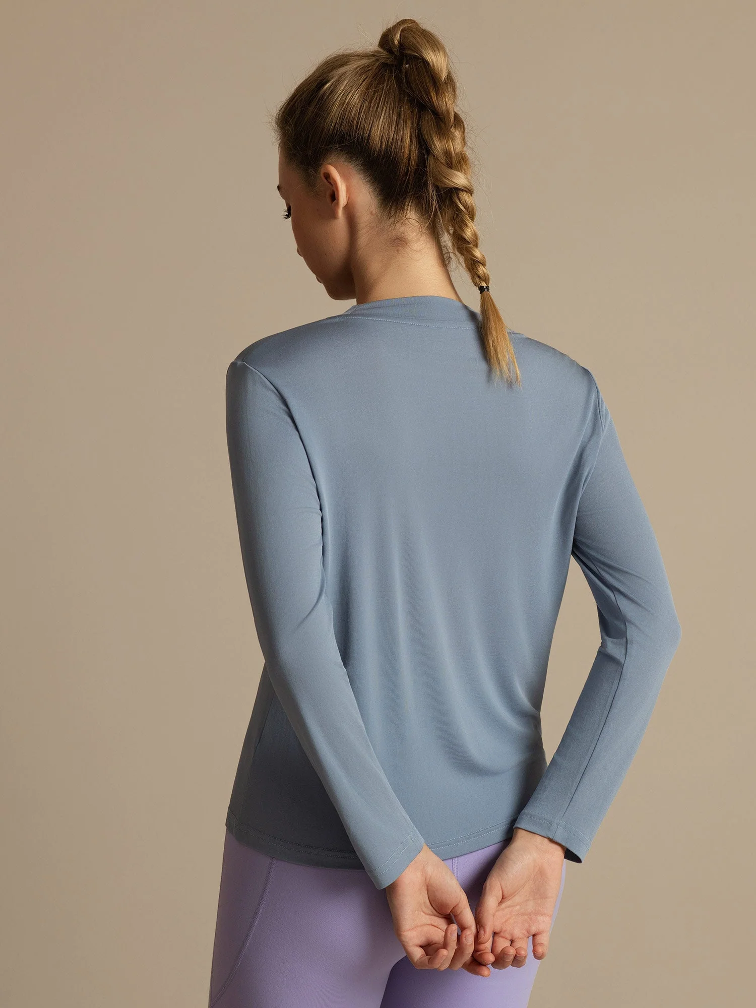 Pure Silk Long Sleeve Round Neck Women's Casual Sport T-shirt - Image 4