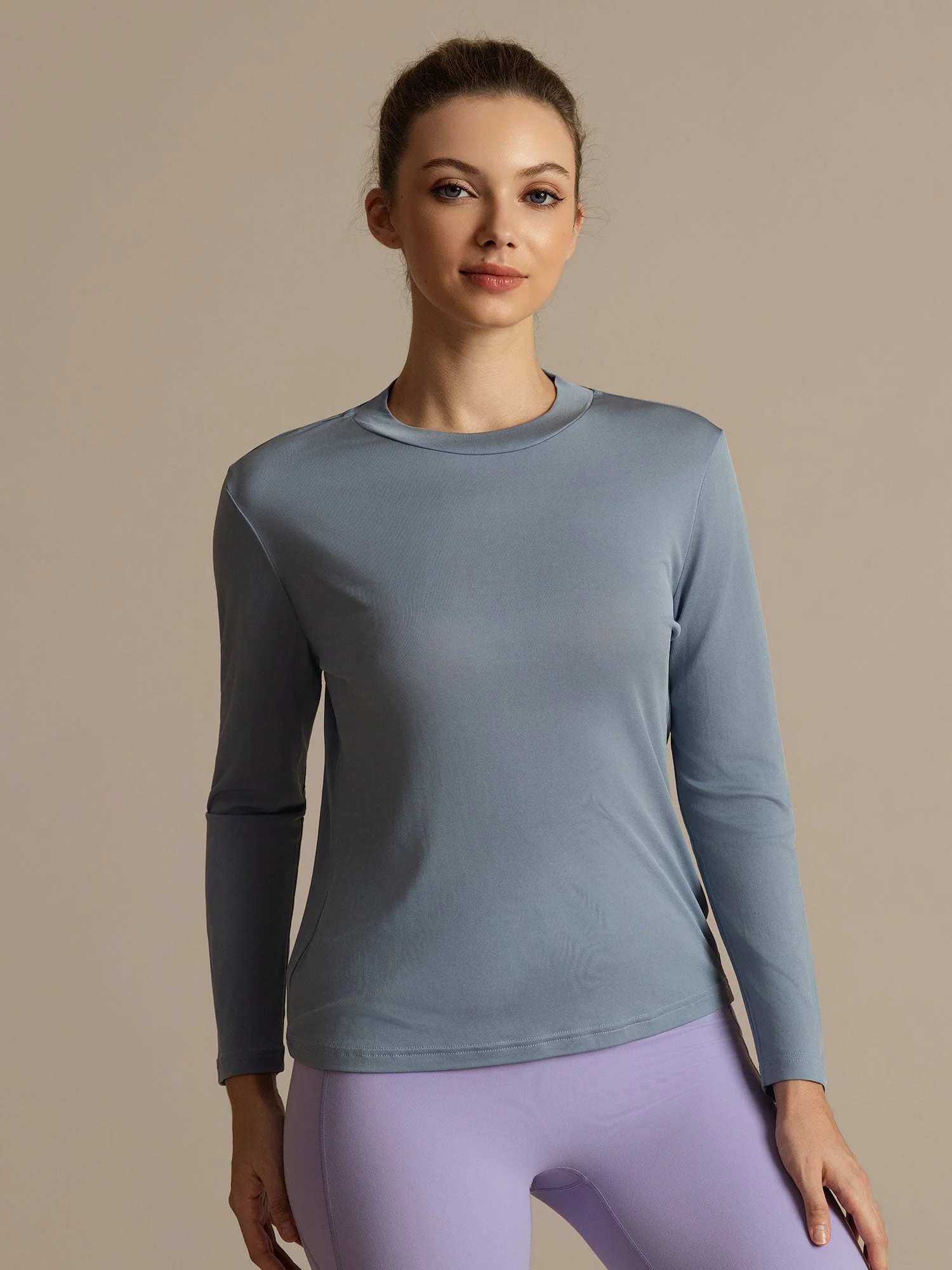 Pure Silk Long Sleeve Round Neck Women's Casual Sport T-shirt - Image 6