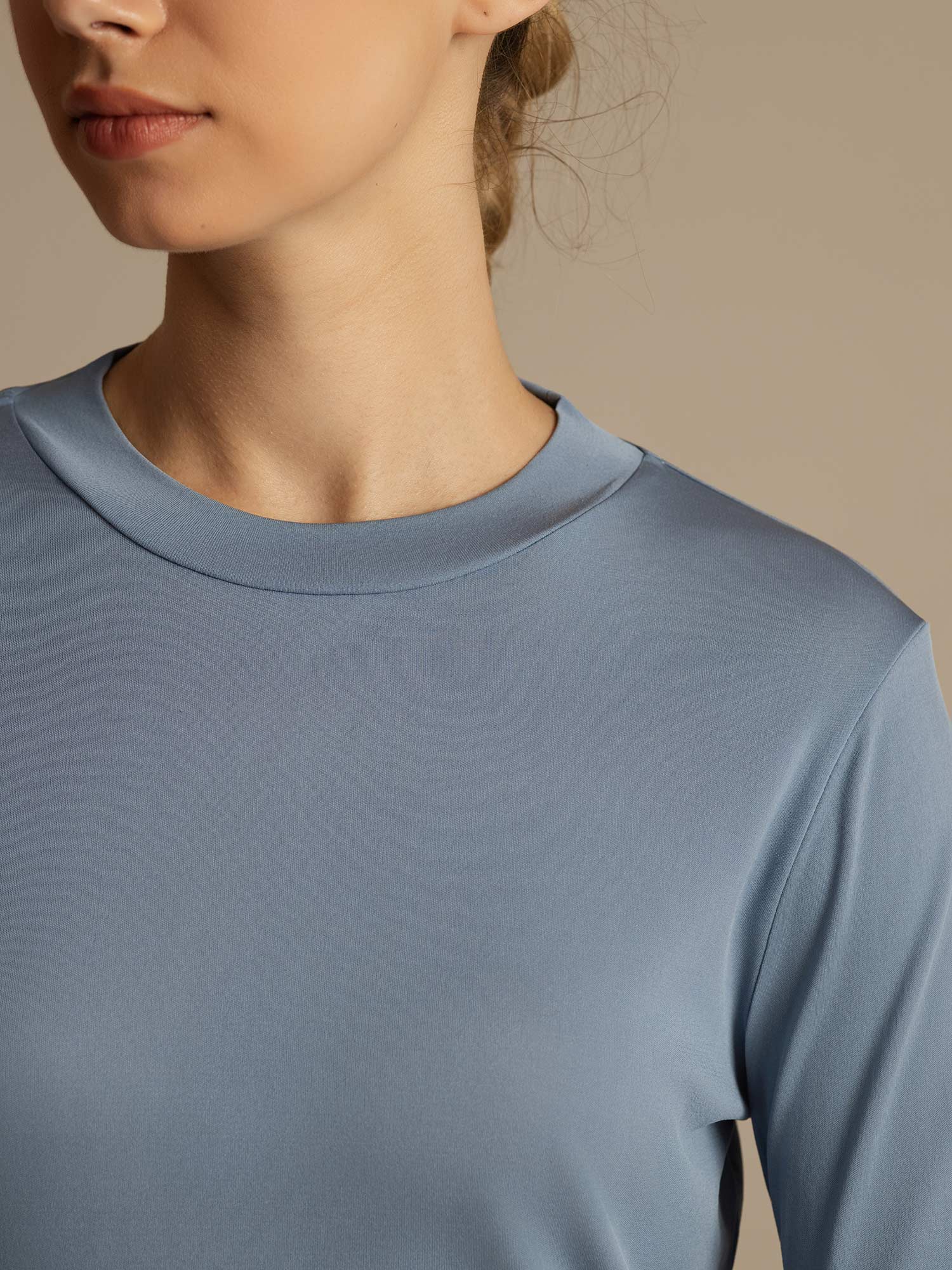 Pure Silk Long Sleeve Round Neck Women's Casual Sport T-shirt - Image 7