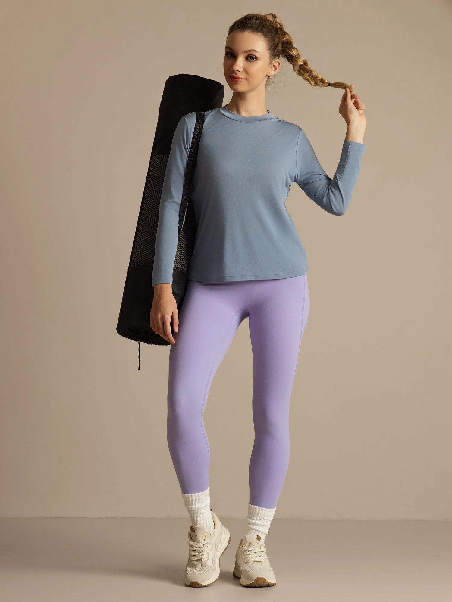 Pure Silk Long Sleeve Round Neck Women's Casual Sport T-shirt - Image 9