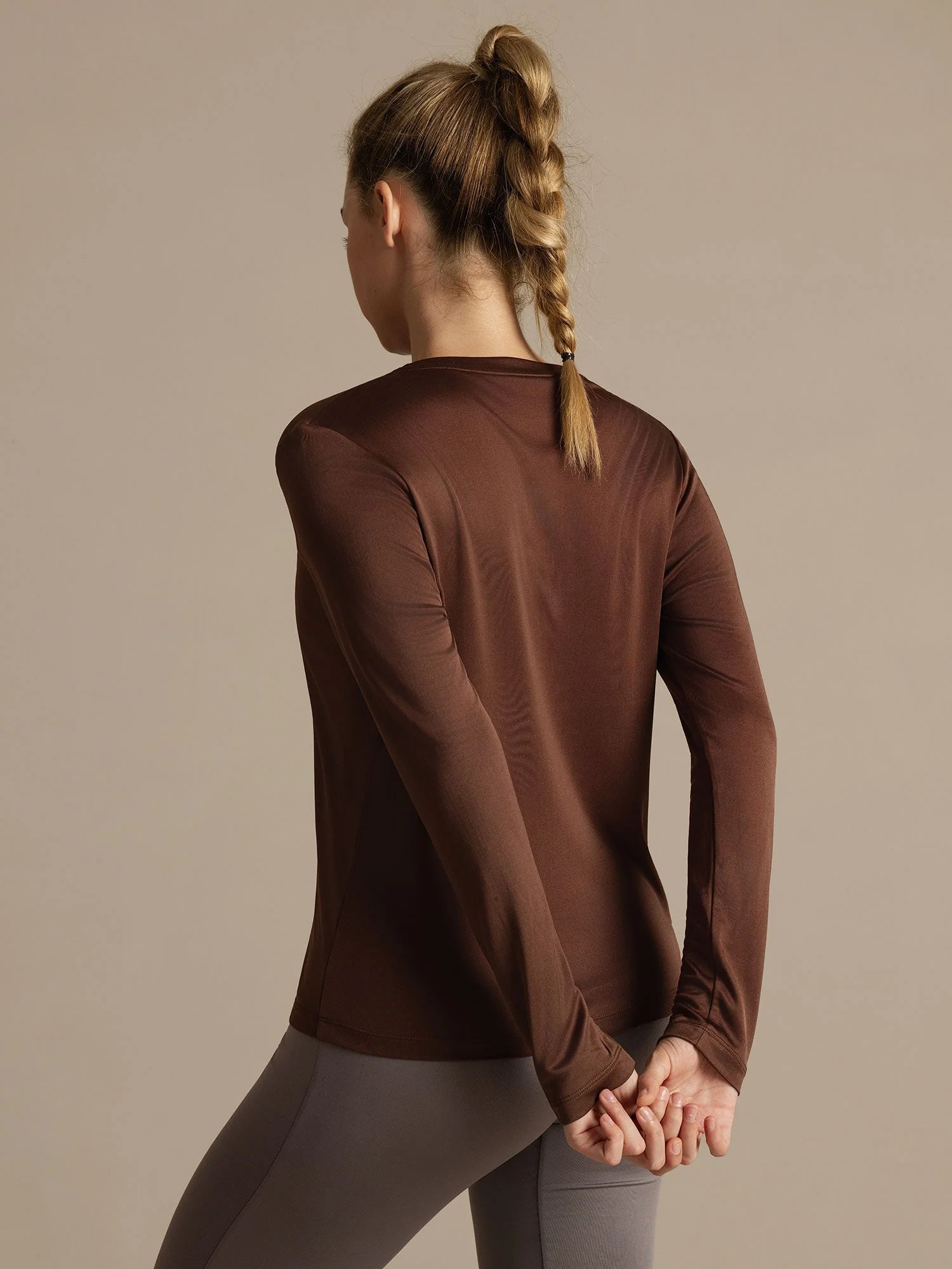 Pure Silk Long Sleeve Round Neck Women's Sport T-shirt - Image 11