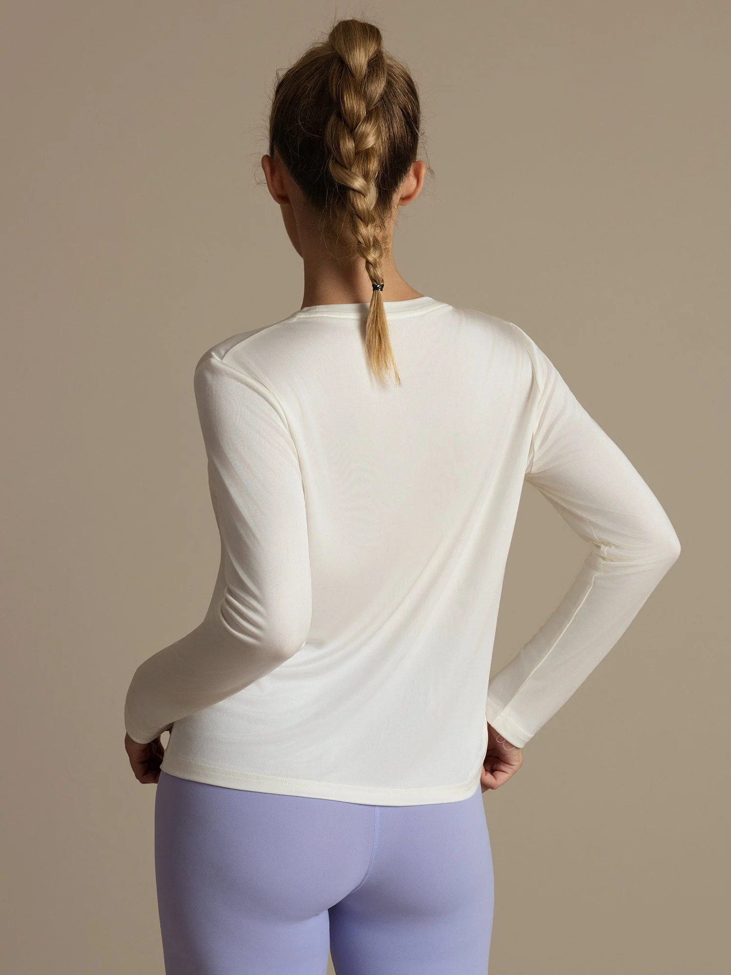 Pure Silk Long Sleeve Round Neck Women's Sport T-shirt - Image 20