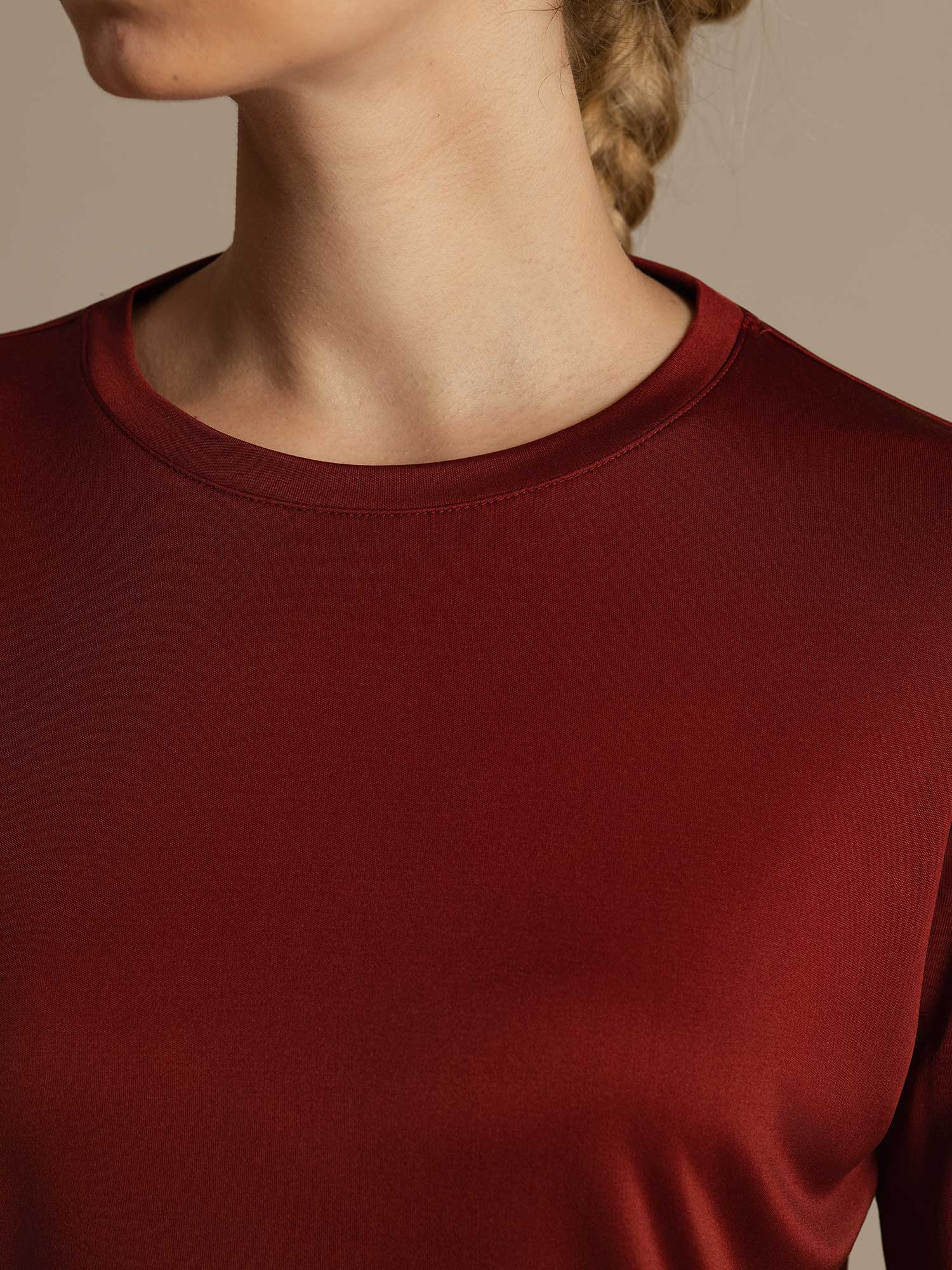 Pure Silk Long Sleeve Round Neck Women's Sport T-shirt - Image 33