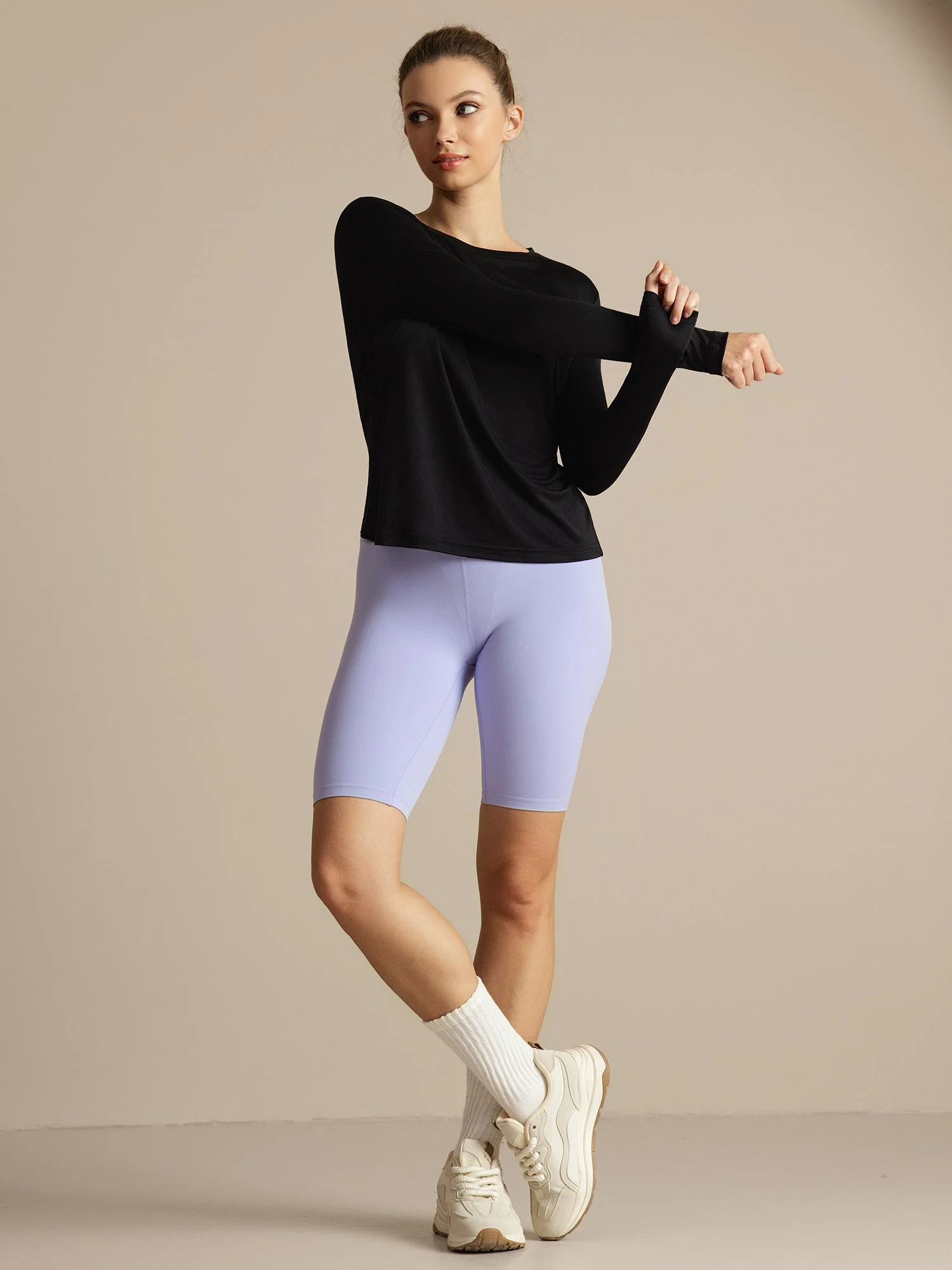 Pure Silk Long Sleeve Round Neck Women's Sport T-shirt - Image 7