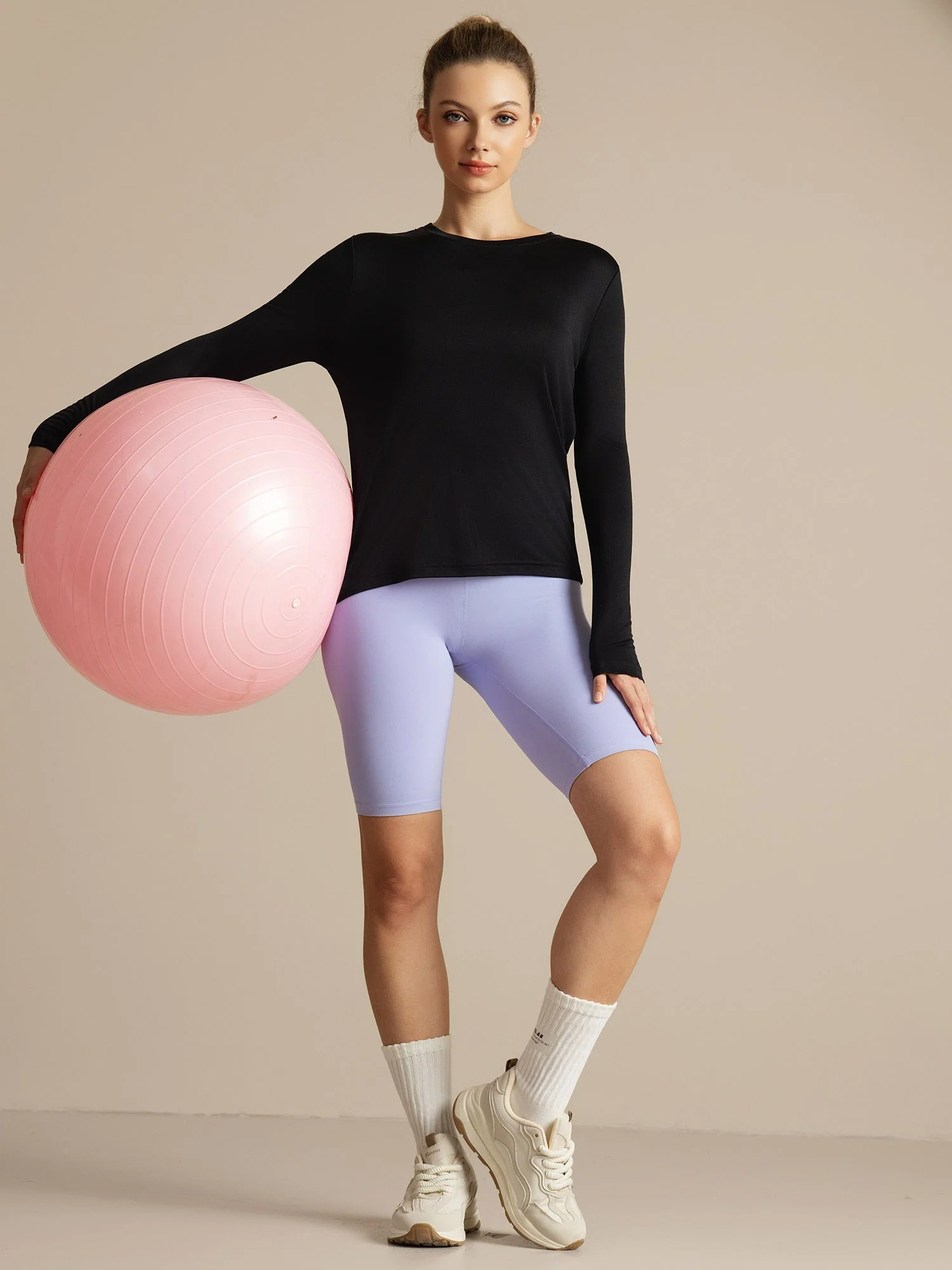 Pure Silk Long Sleeve Round Neck Women's Sport T-shirt - Image 8