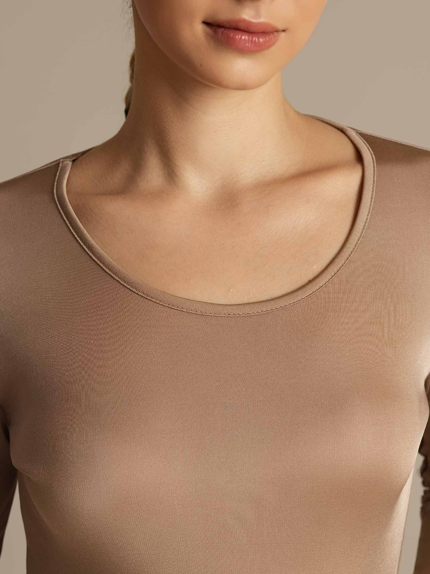 Silk Long Sleeve Scoop Neck Women's Sport T-shirt - Image 14