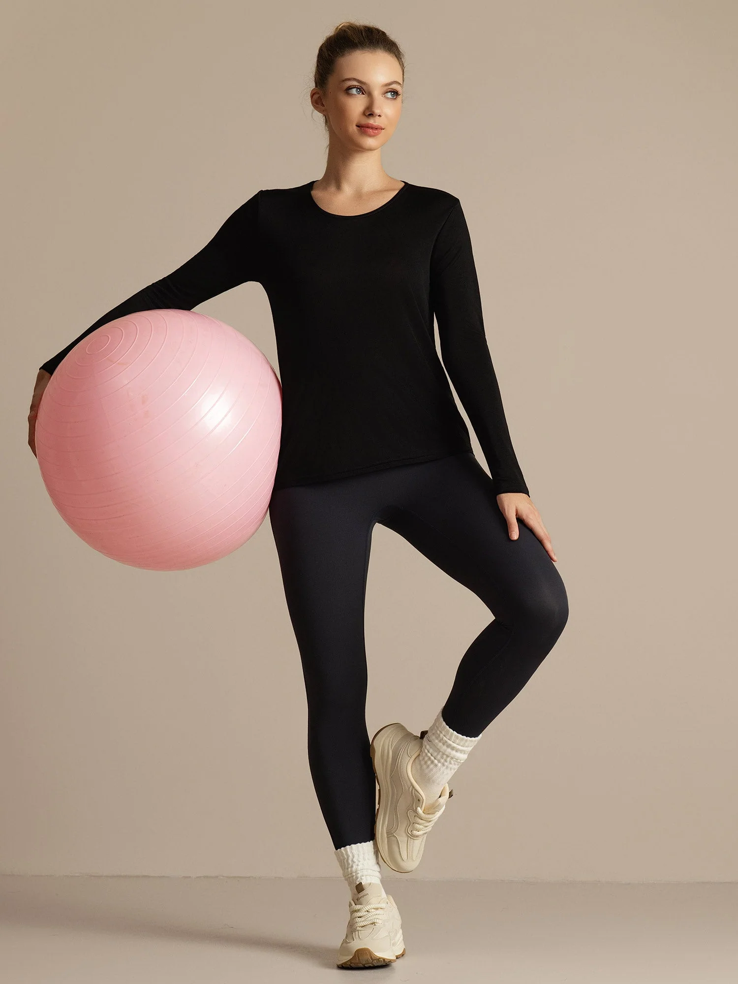 Silk Long Sleeve Scoop Neck Women's Sport T-shirt - Image 23
