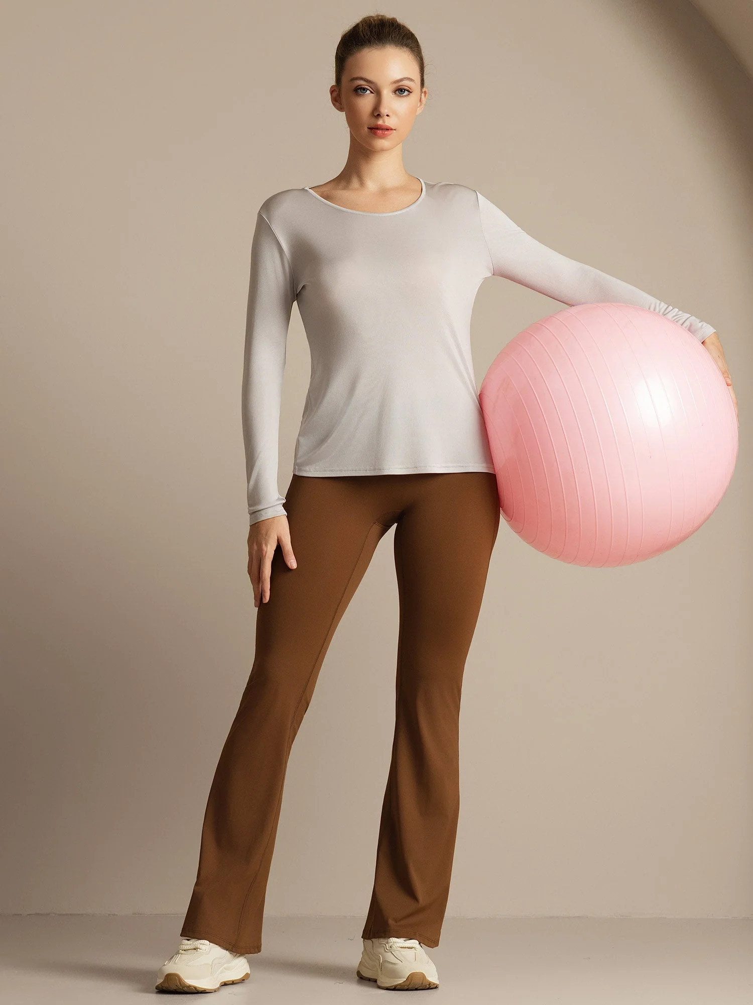 Silk Long Sleeve Scoop Neck Women's Sport T-shirt - Image 28