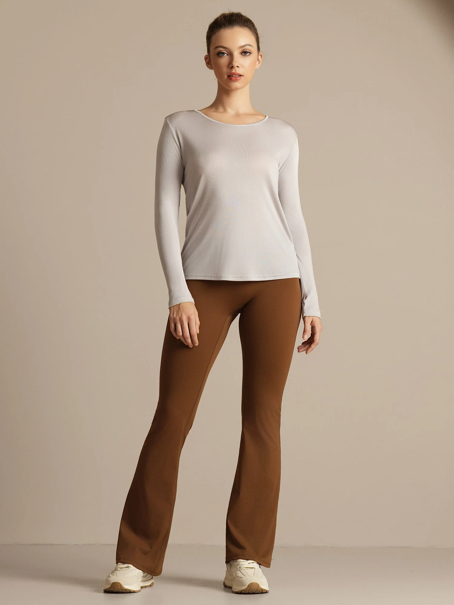Silk Long Sleeve Scoop Neck Women's Sport T-shirt - Image 31
