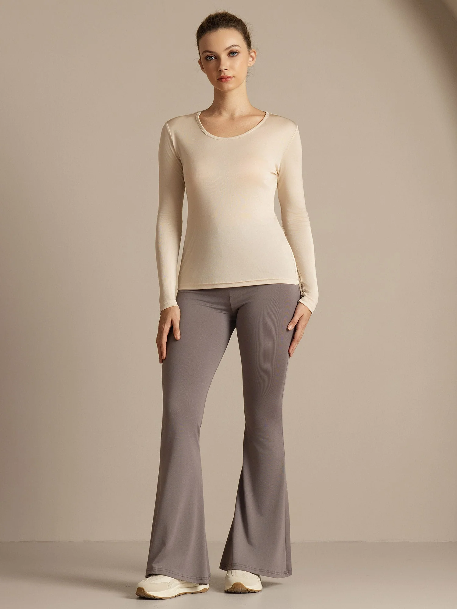 Silk Long Sleeve Scoop Neck Women's Sport T-shirt - Image 8