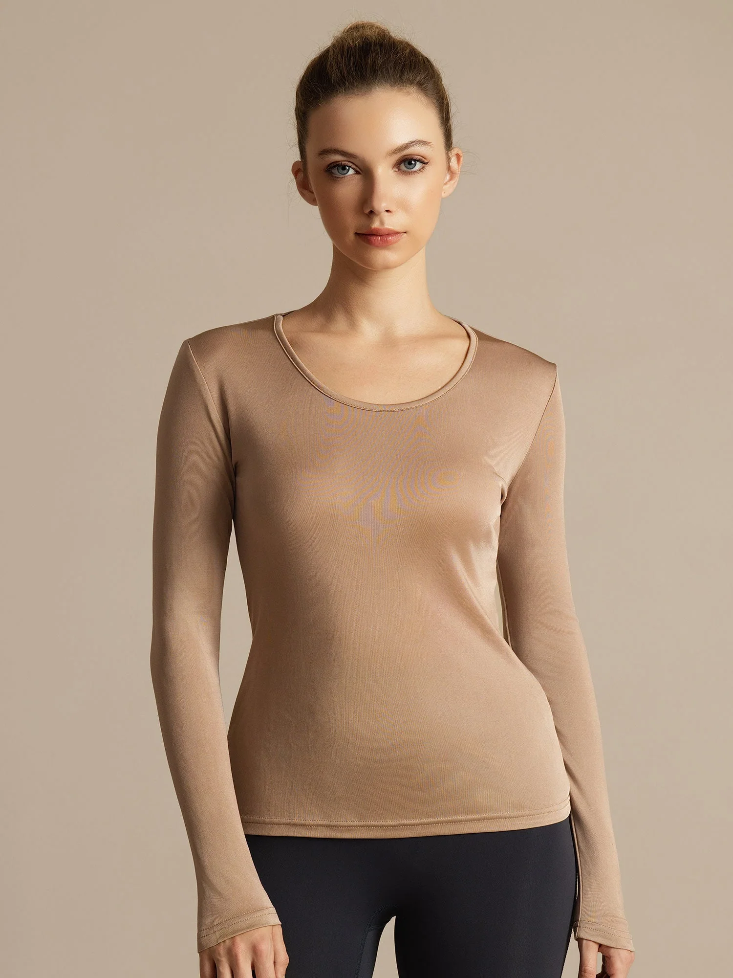 Silk Long Sleeve Scoop Neck Women's Sport T-shirt - Image 9