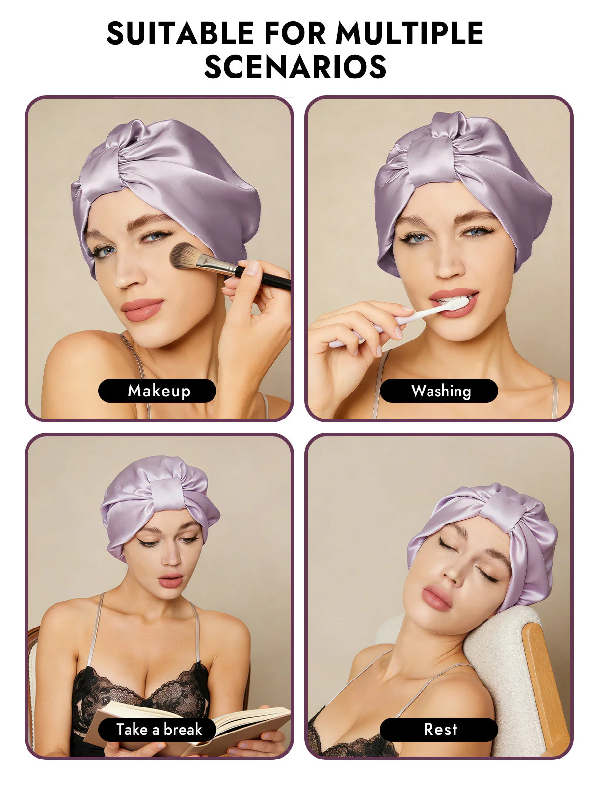 Pure Silk Night Turban Bonnet - Image 54