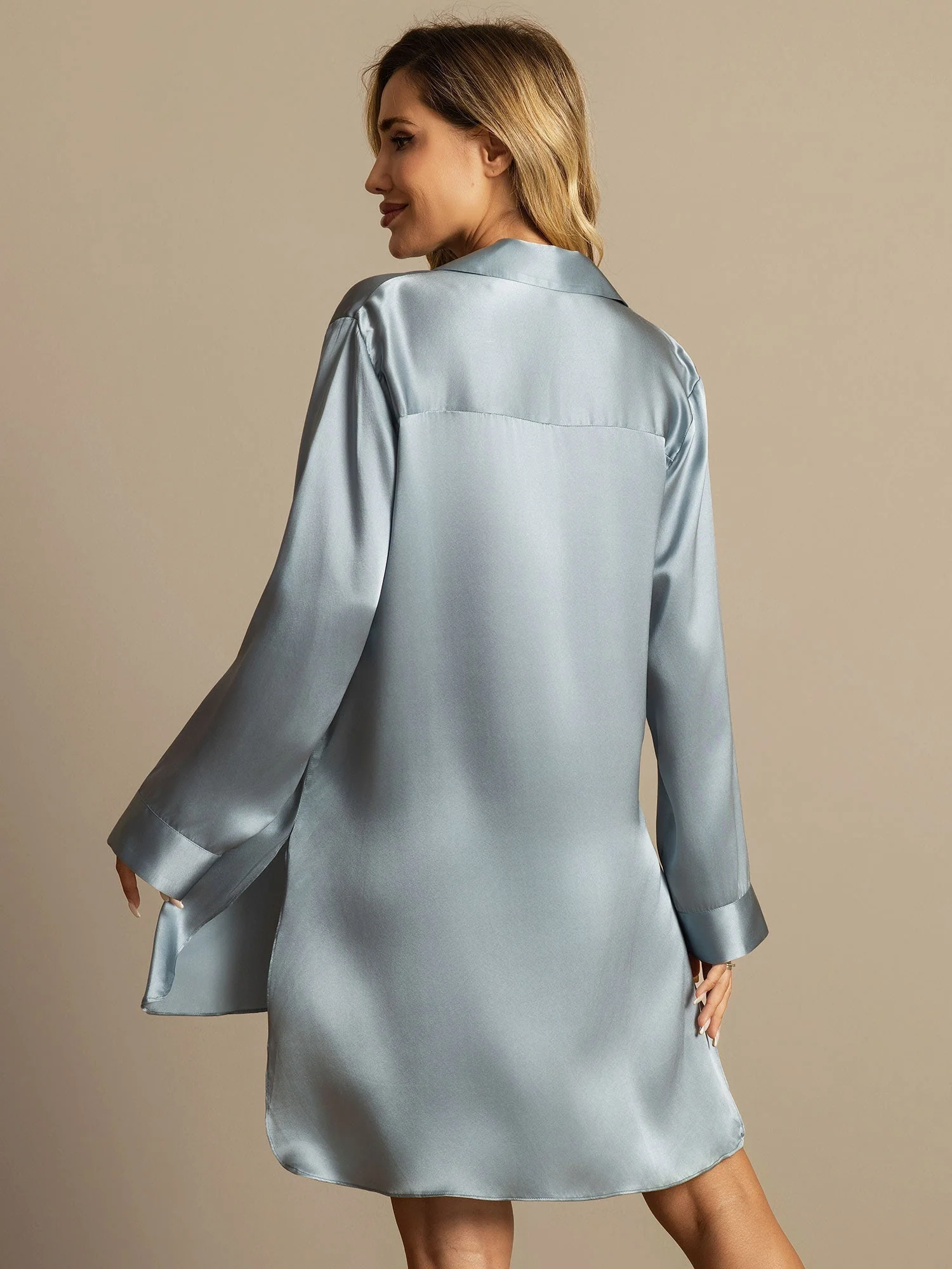 Pure Silk Nightshirt with High-Low Hem - Image 11
