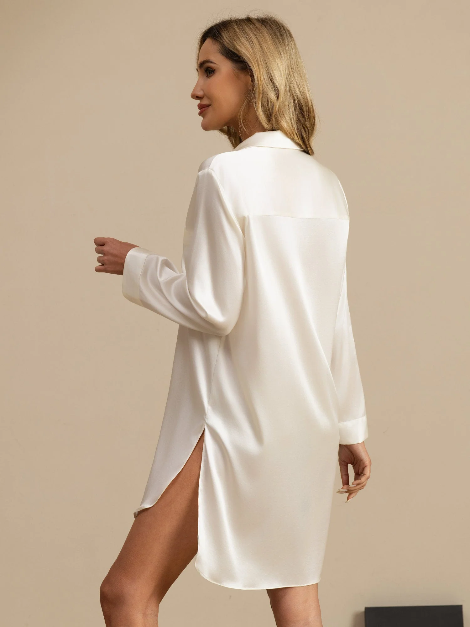 Pure Silk Nightshirt with High-Low Hem - Image 26