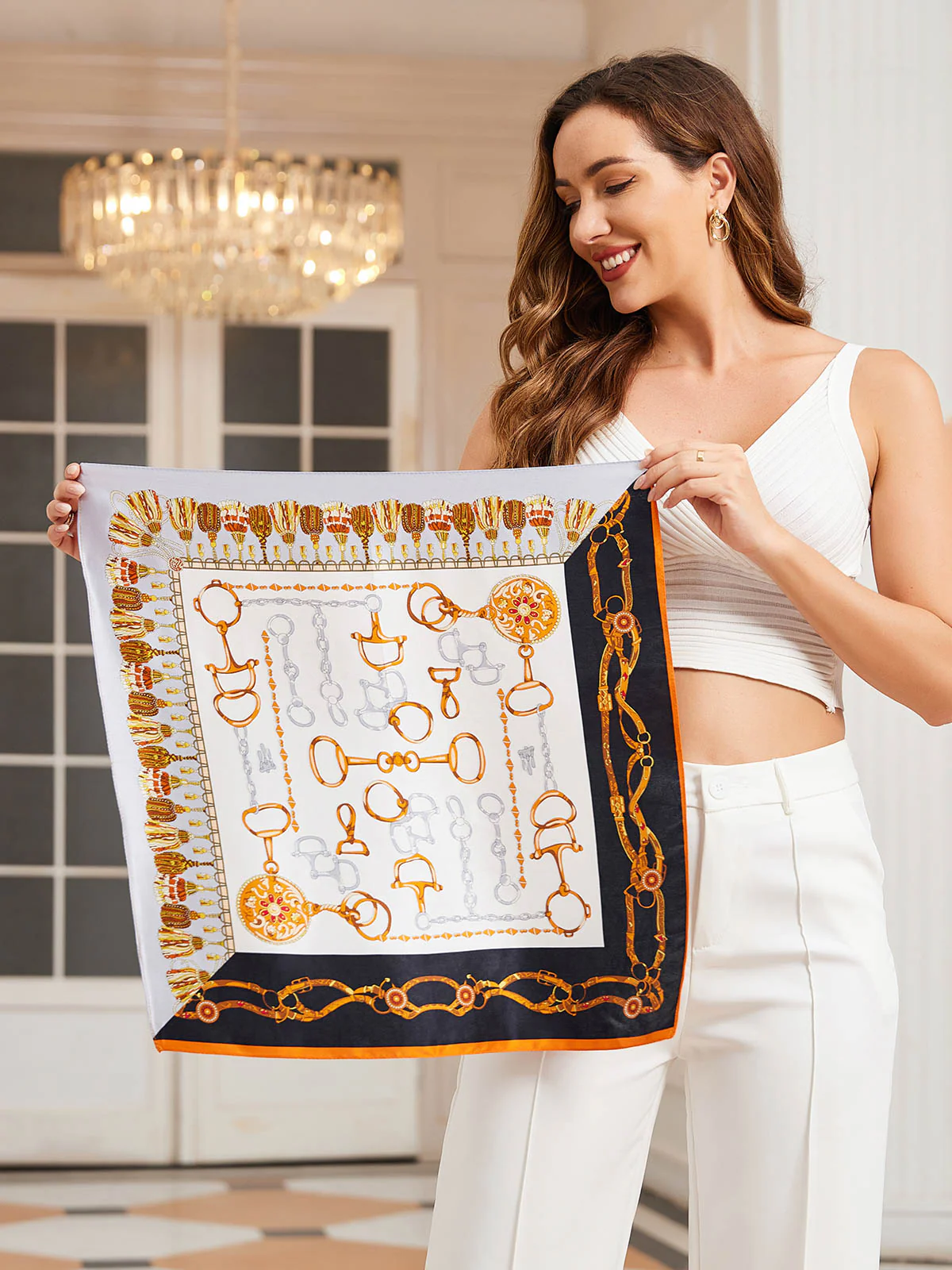 Pure Silk Printed Designer Square Scarf 53x53cm/21 - Image 14