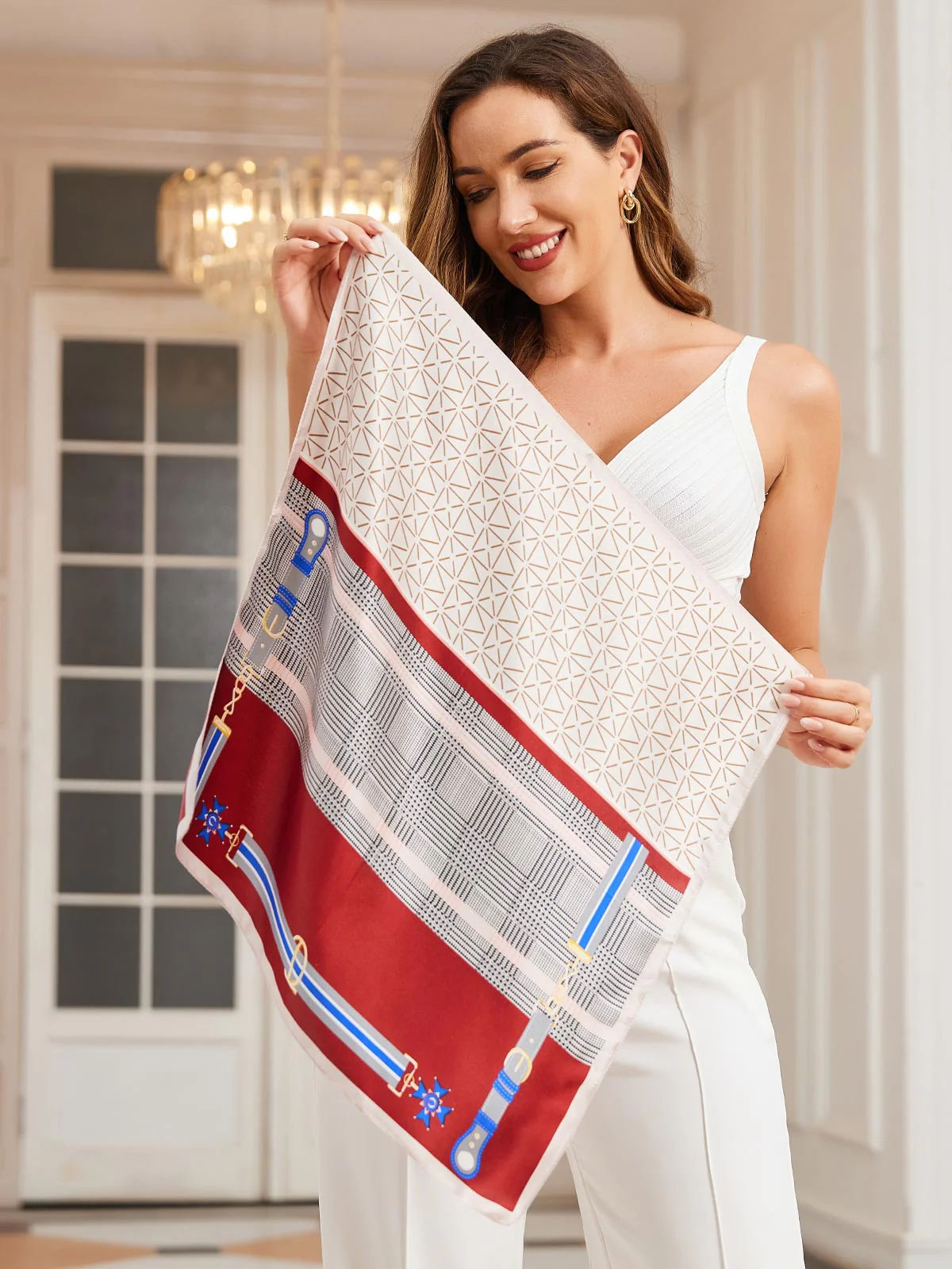 Pure Silk Printed Designer Square Scarf 53x53cm/21 - Image 19
