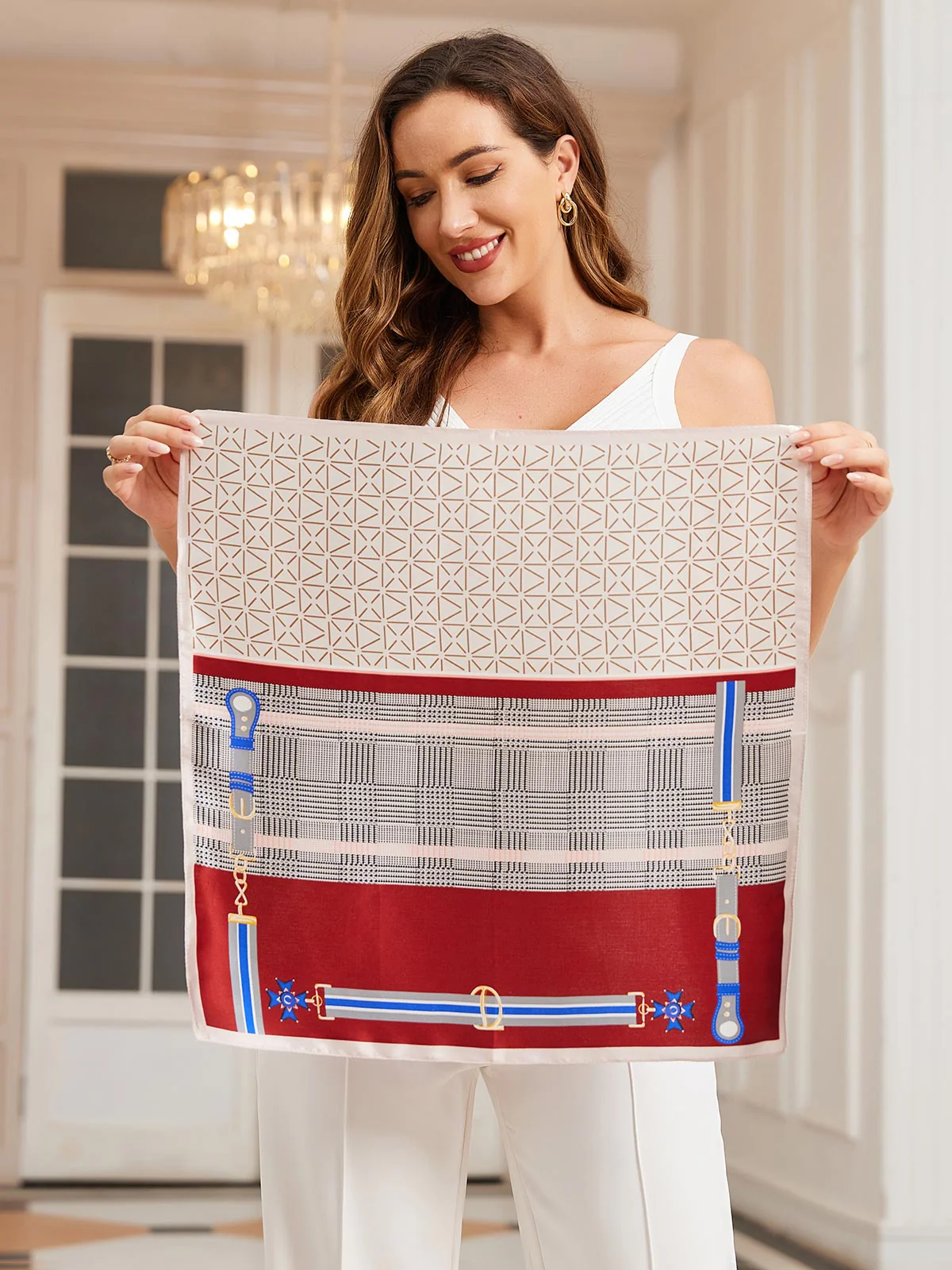 Pure Silk Printed Designer Square Scarf 53x53cm/21 - Image 20