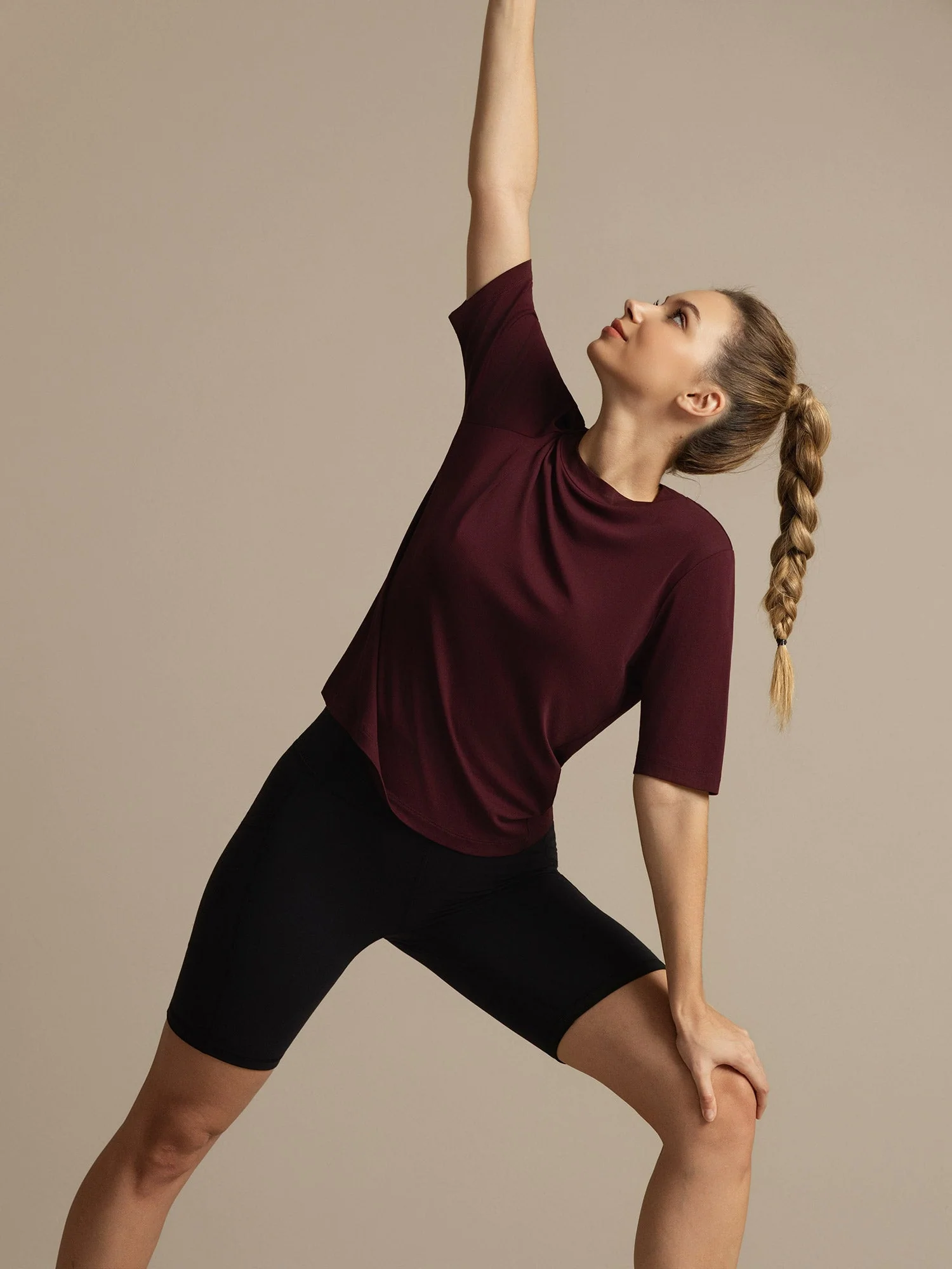Pure Silk Round Neck Mid-length Sleeves Women's Sport T-Shirt - Image 17