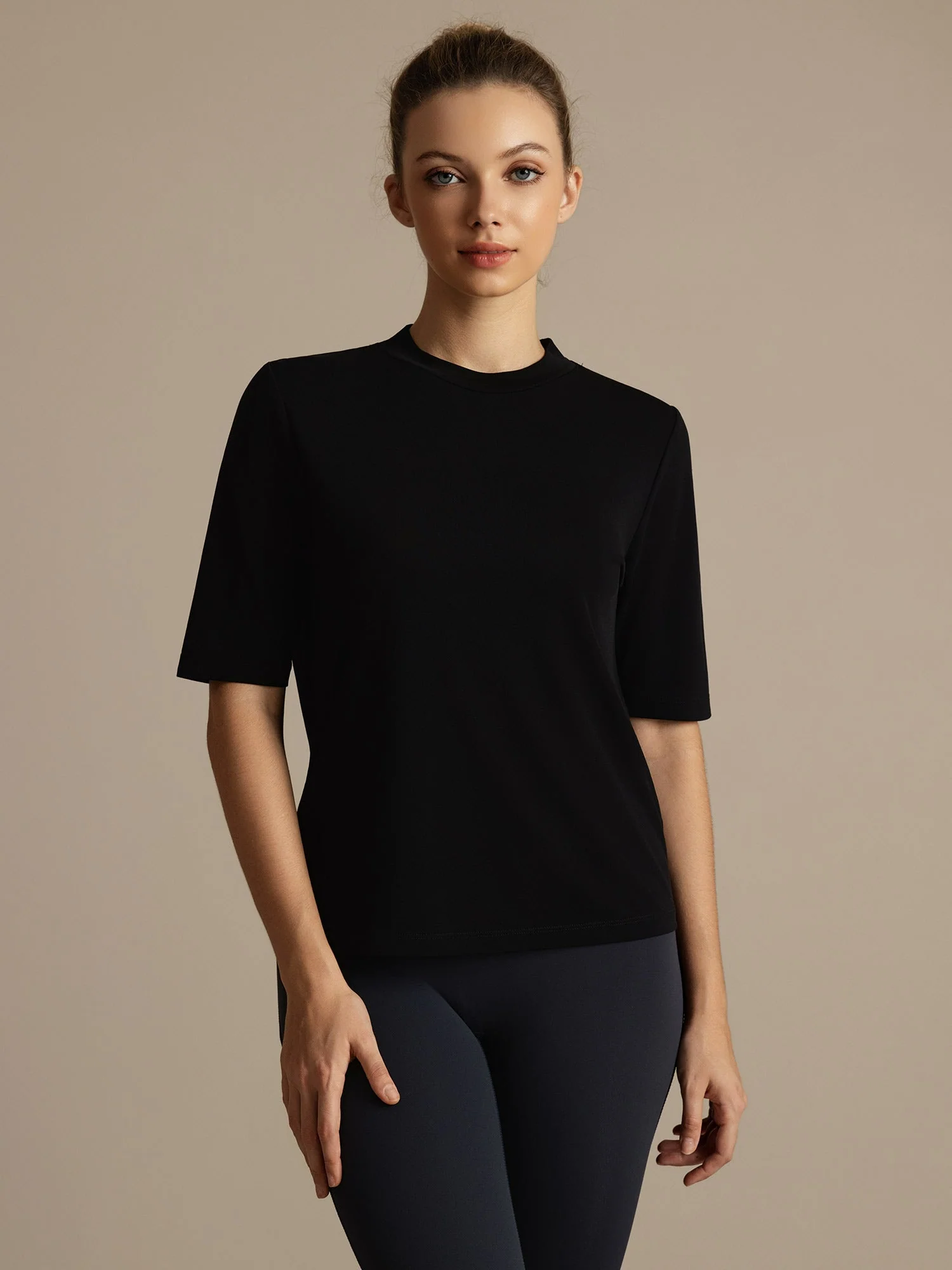 Pure Silk Round Neck Mid-length Sleeves Women's Sport T-Shirt - Image 26