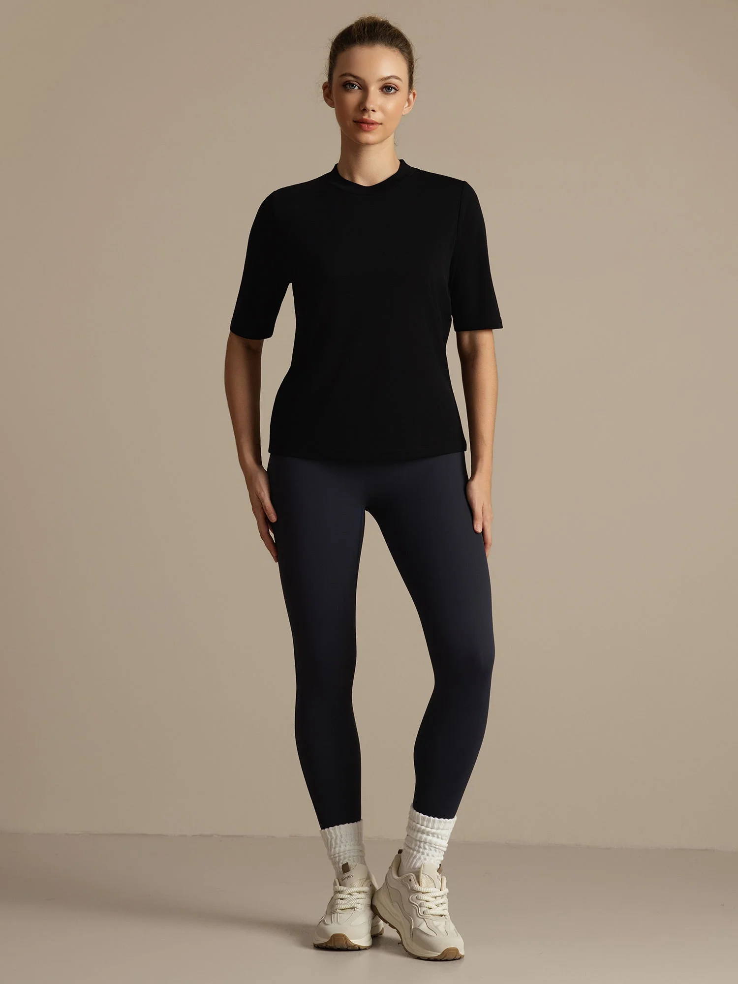 Pure Silk Round Neck Mid-length Sleeves Women's Sport T-Shirt - Image 30