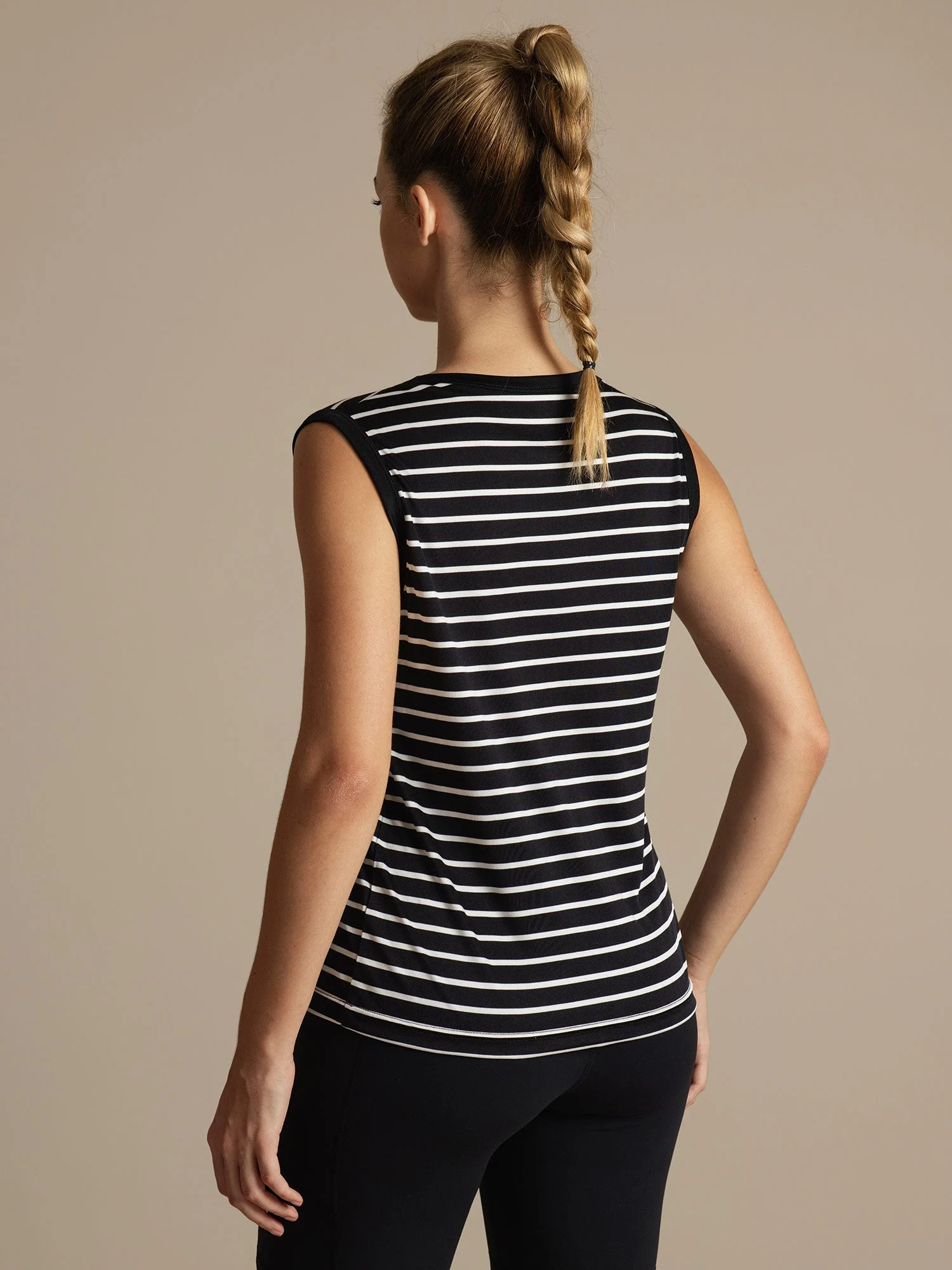 Pure Silk Round Neck Women's Stripe Sport Tank Top - Image 10