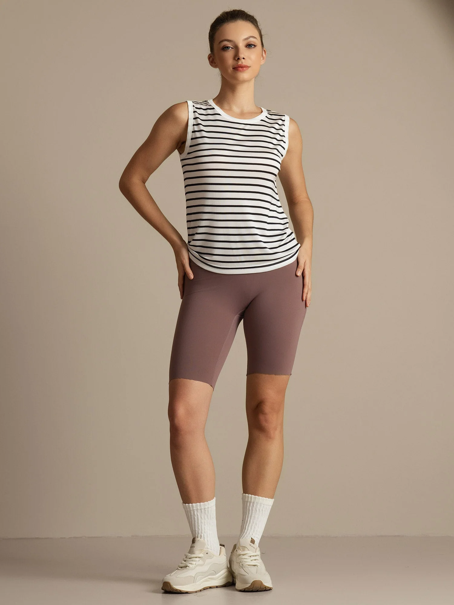 Pure Silk Round Neck Women's Stripe Sport Tank Top - Image 8