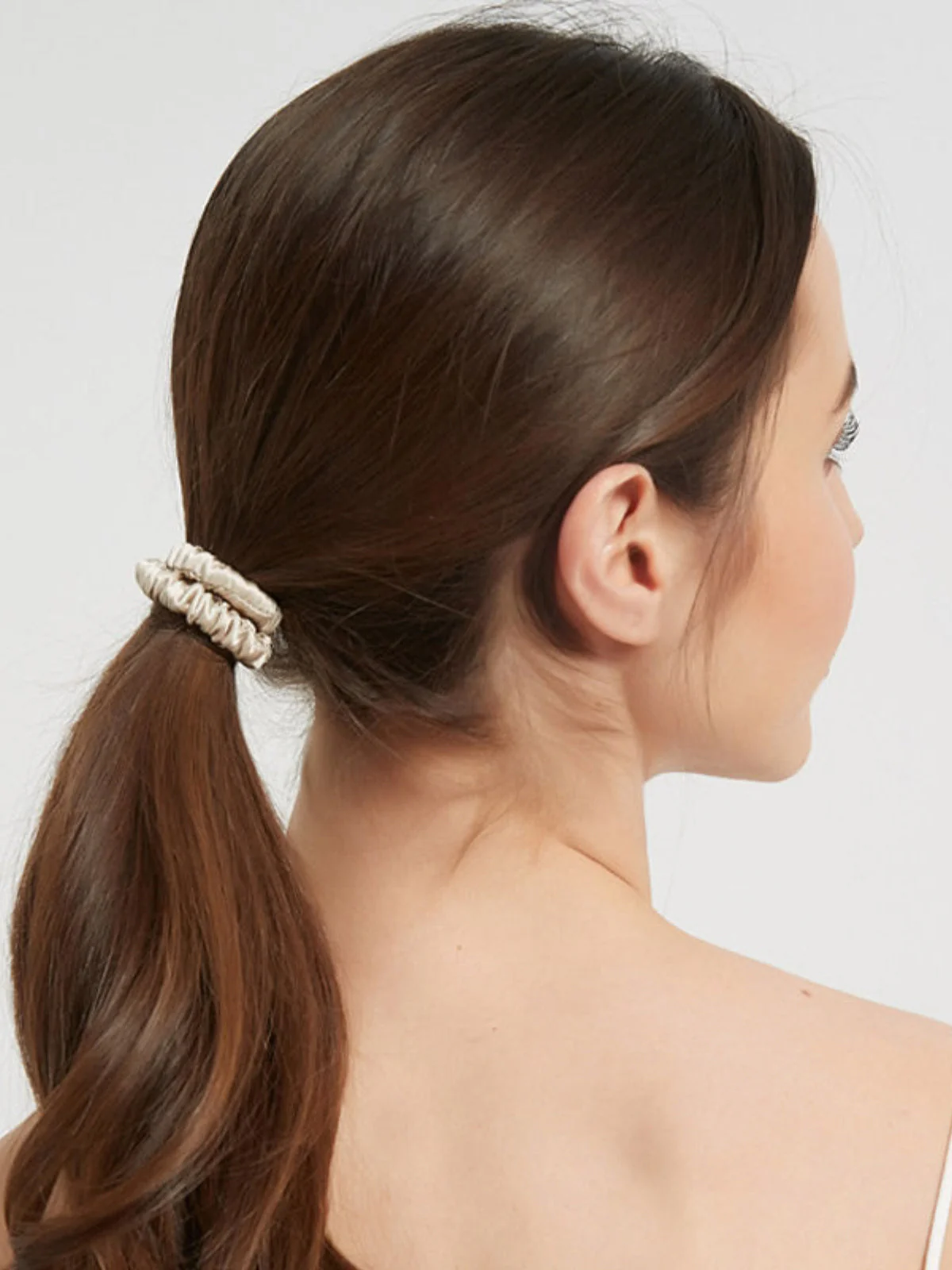 Pure Silk Soft Skinny Hair Scrunchie - 1cm - Image 17