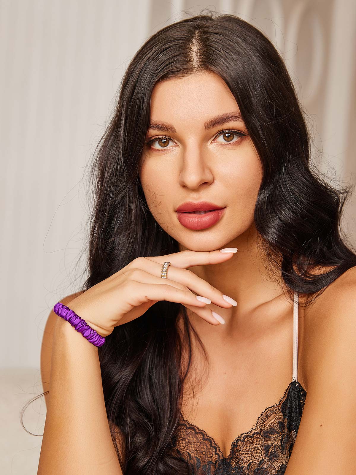 Pure Silk Soft Skinny Hair Scrunchie - 1cm - Image 71