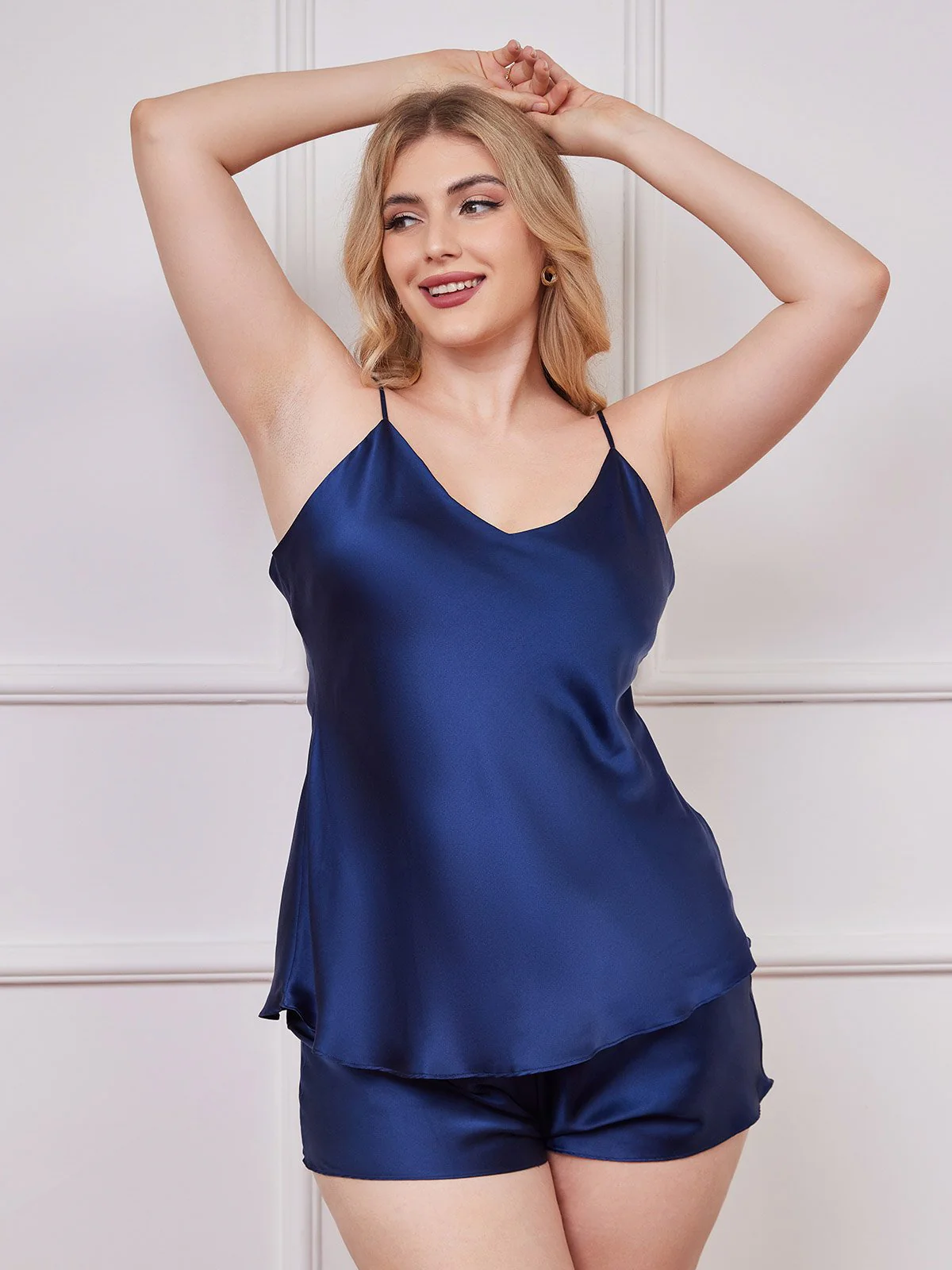 Pure Silk Spaghetti Strap Plus Size Camisole Set - Image 13