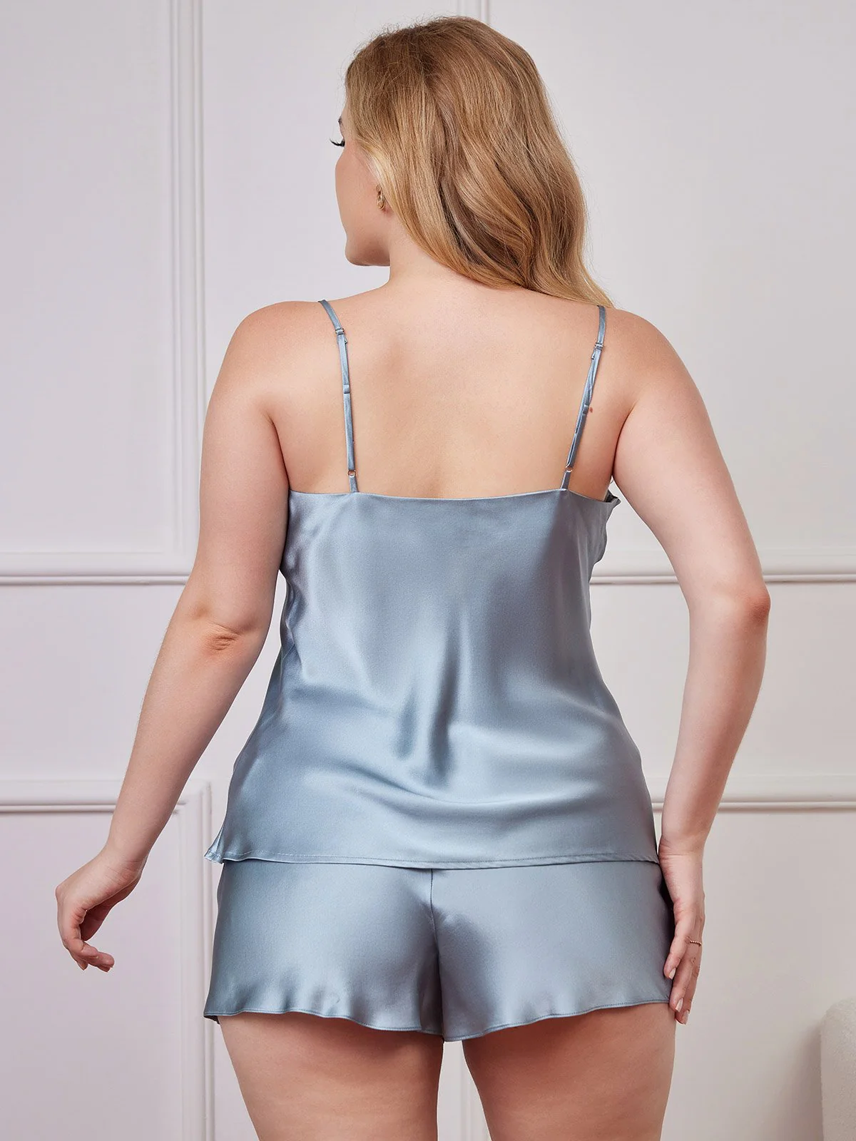 Pure Silk Spaghetti Strap Plus Size Camisole Set - Image 19