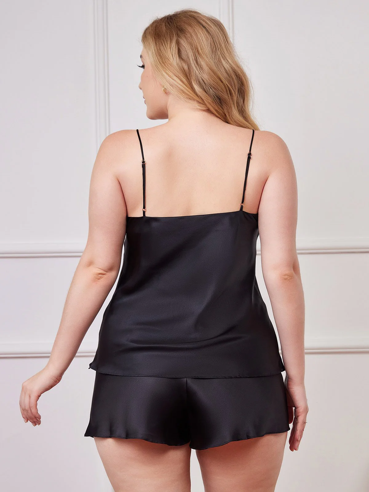 Pure Silk Spaghetti Strap Plus Size Camisole Set - Image 25