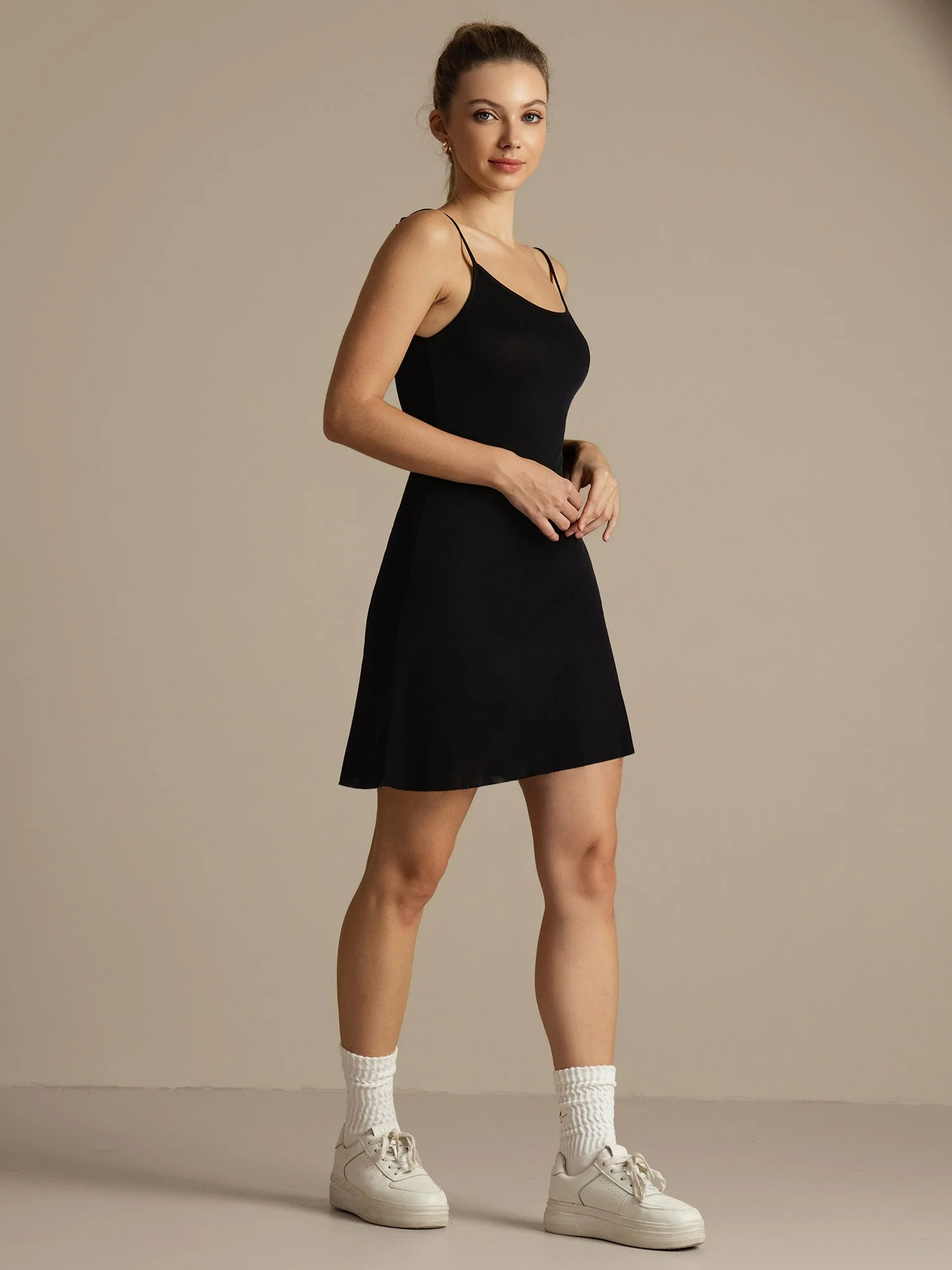 Pure Silk Spaghetti Strap Round Neck Casual Nightgown - Image 6