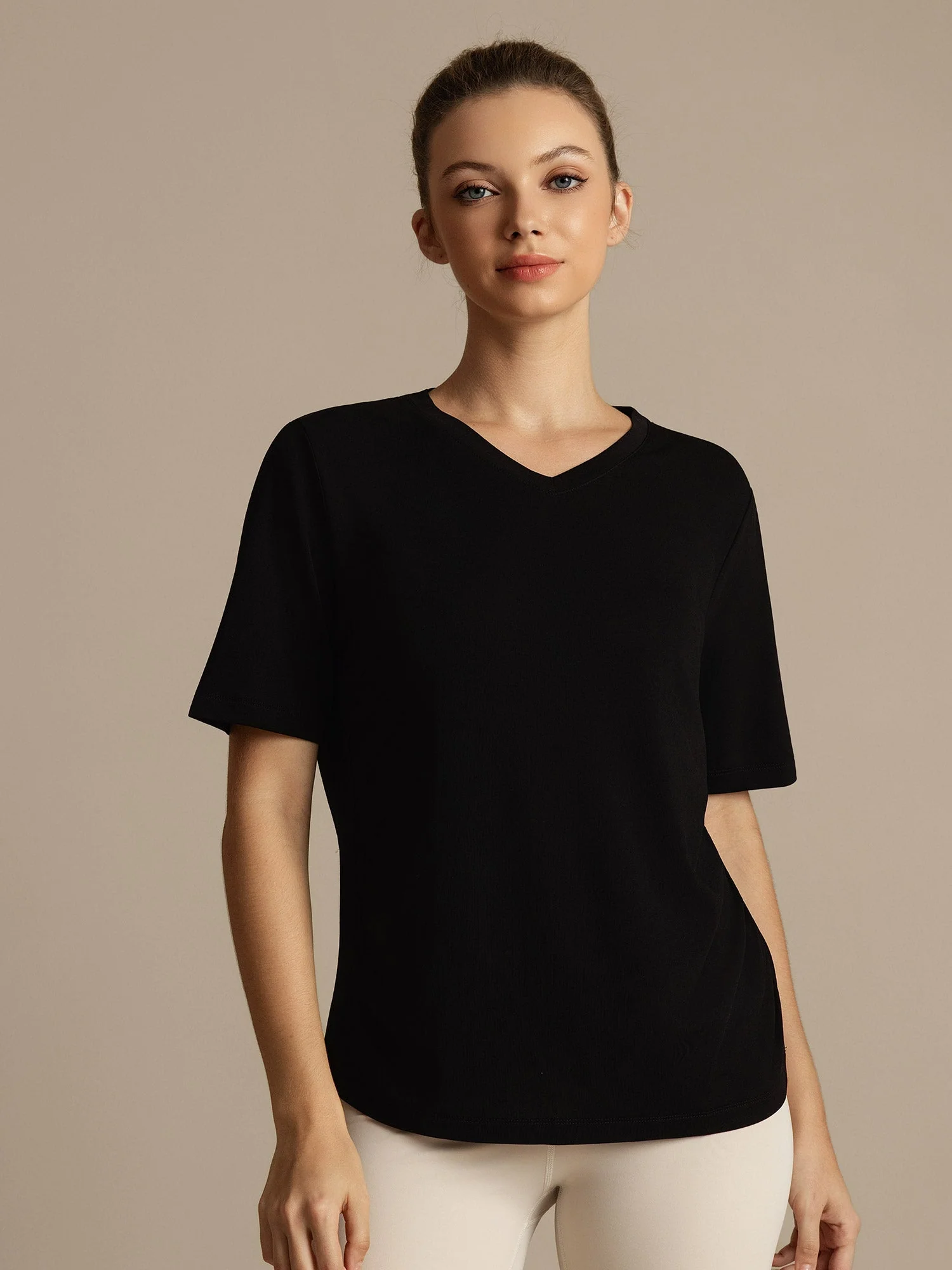 Pure Silk V-Neck Women's Half Sleeve Sport T-Shirt - Image 10